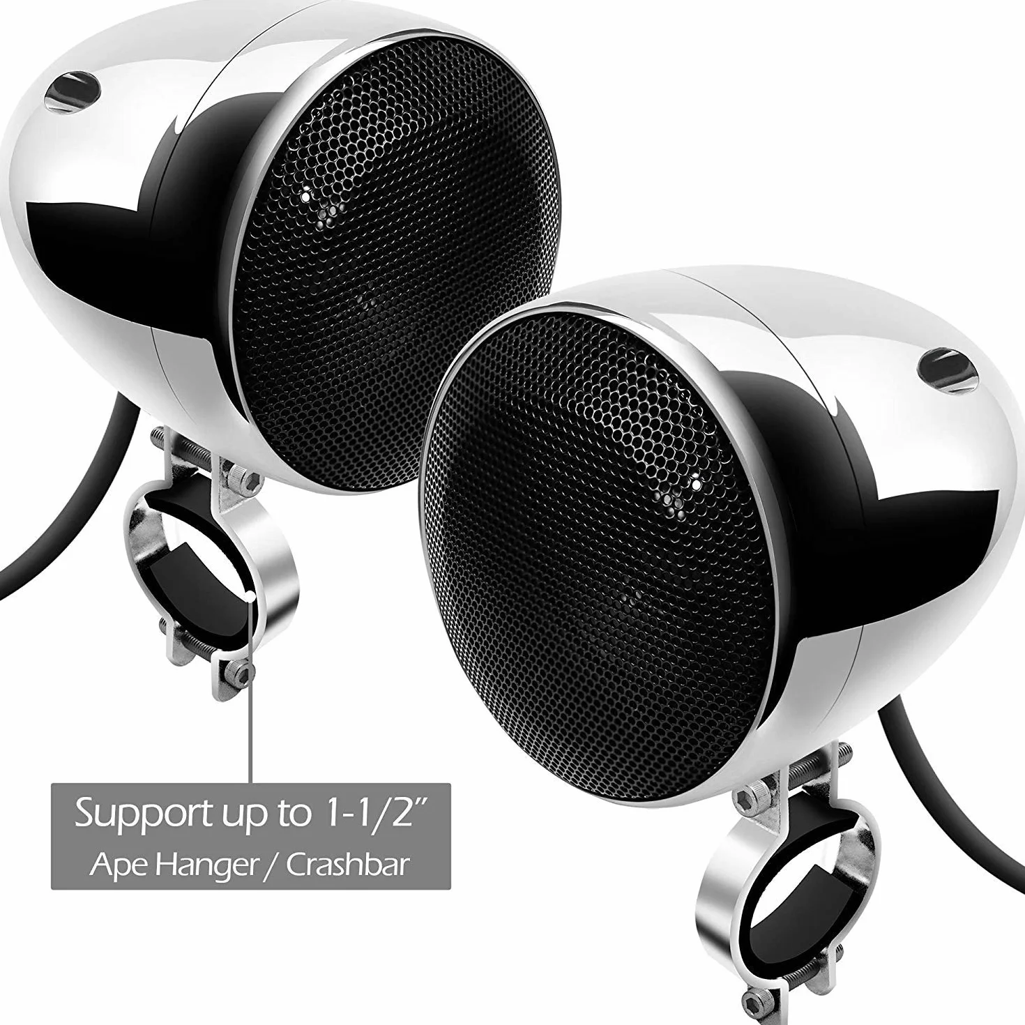 4-kanałowy wzmacniacz motocyklowy, 1000 W, 4 cale, pełny zakres, wodoodporny, Bluetooth, motocykl, głośniki stereo, system audio z AUX, USB, SD, FM, radio do kierownicy, 1–1,5 cala, Harley, Cruiser, ATV, UTV, chromowany, sieć