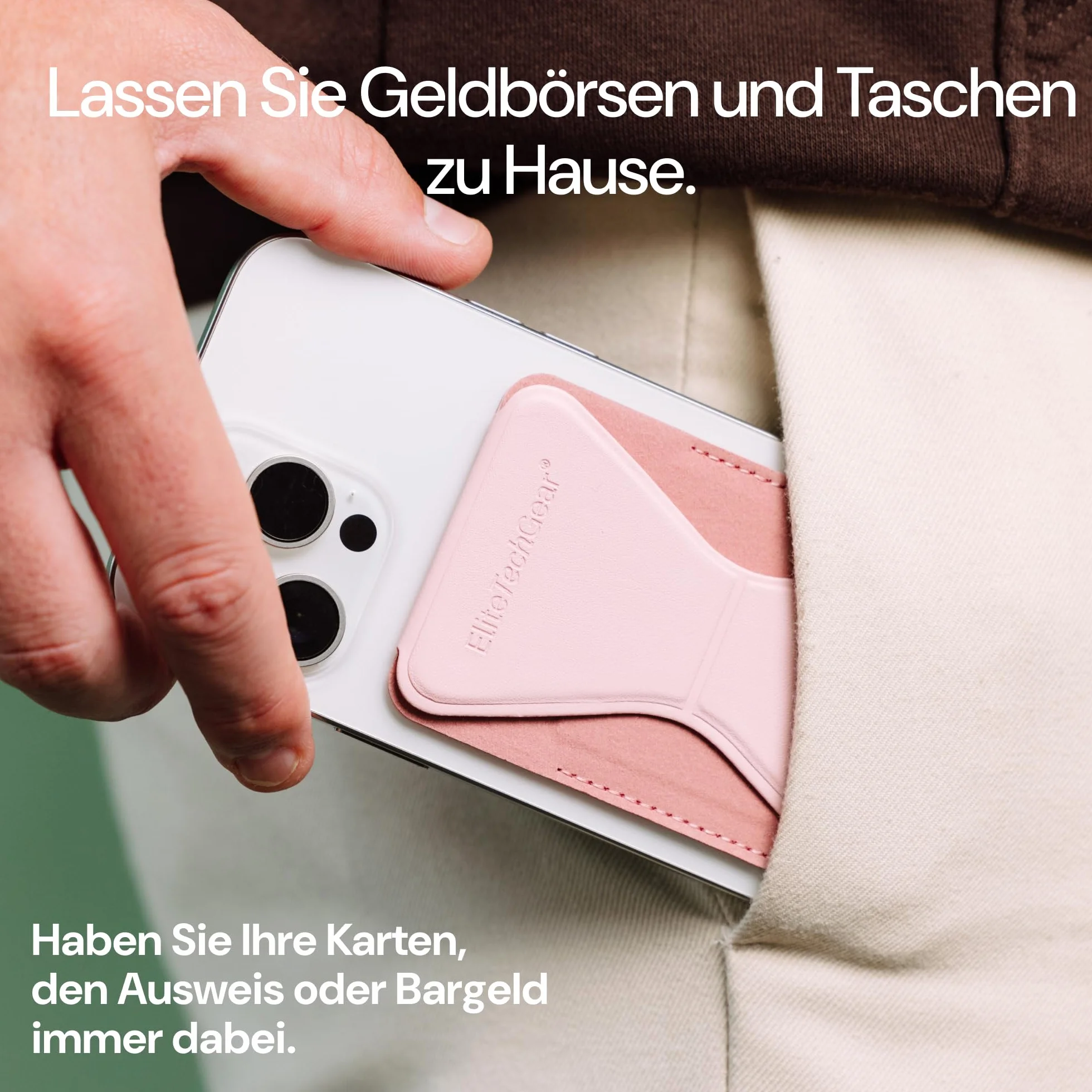Elite Tech Gear Portfel na telefon z regulowanym stojakiem - Etui samoprzylepne na karty kredytowe kompatybilne z iPhone i Android