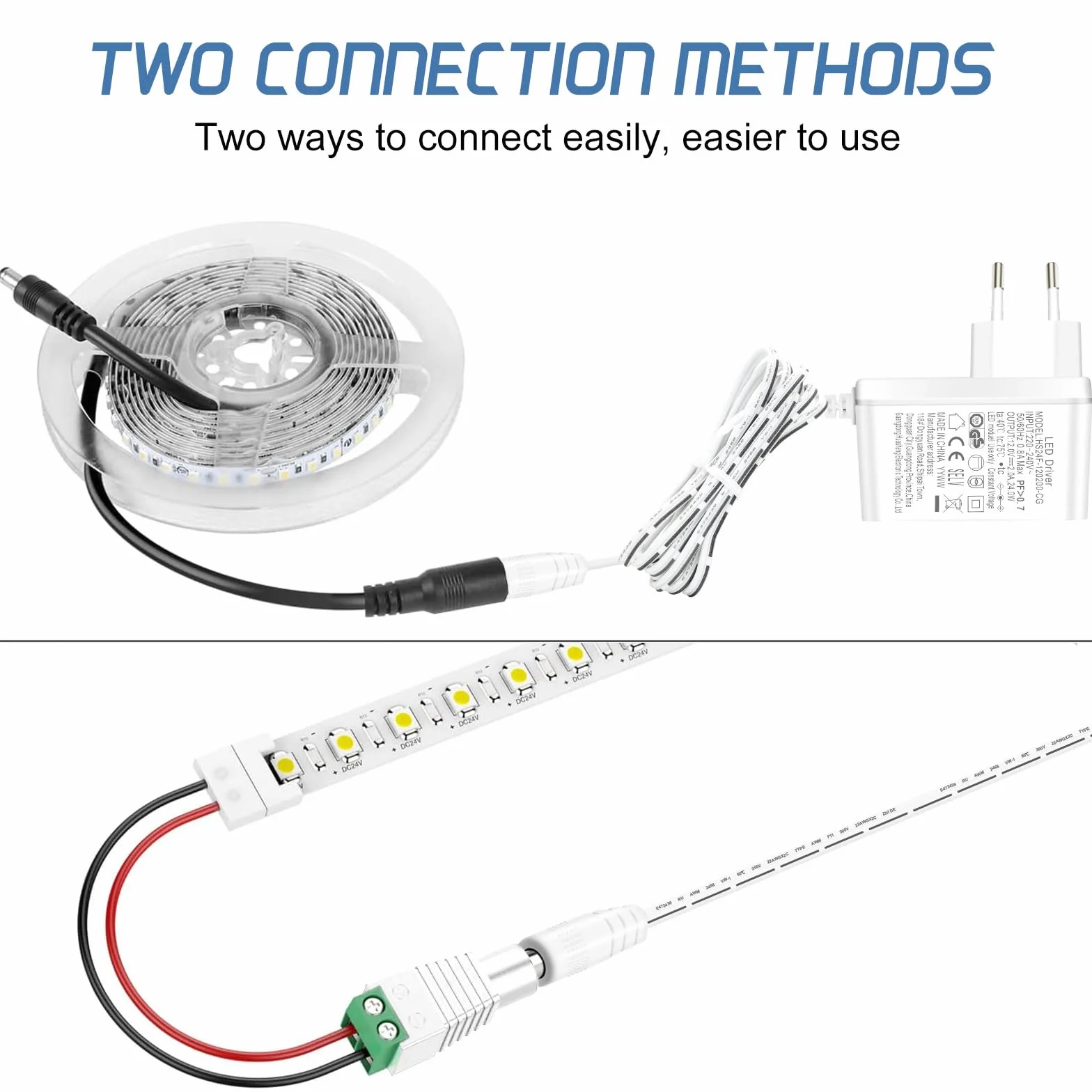 AGOTD 24 W uniwersalny zasilacz AC na DC 12 V, 2 A, transformator zasilania do taśm LED, routera, kamery (biały)