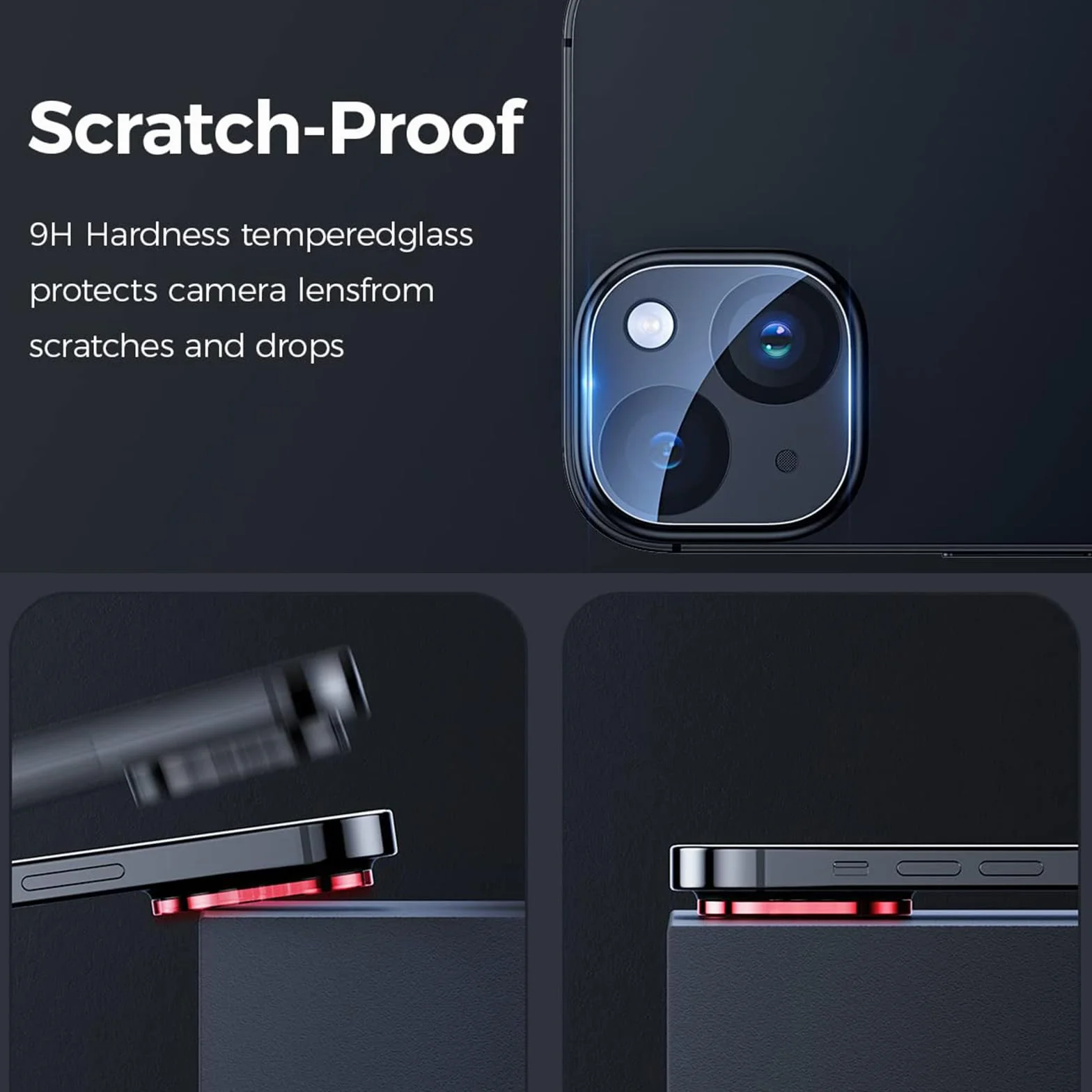 Szkło ochronne na aparat iPhone 15/15 Plus twardość 9H HD przezroczyste