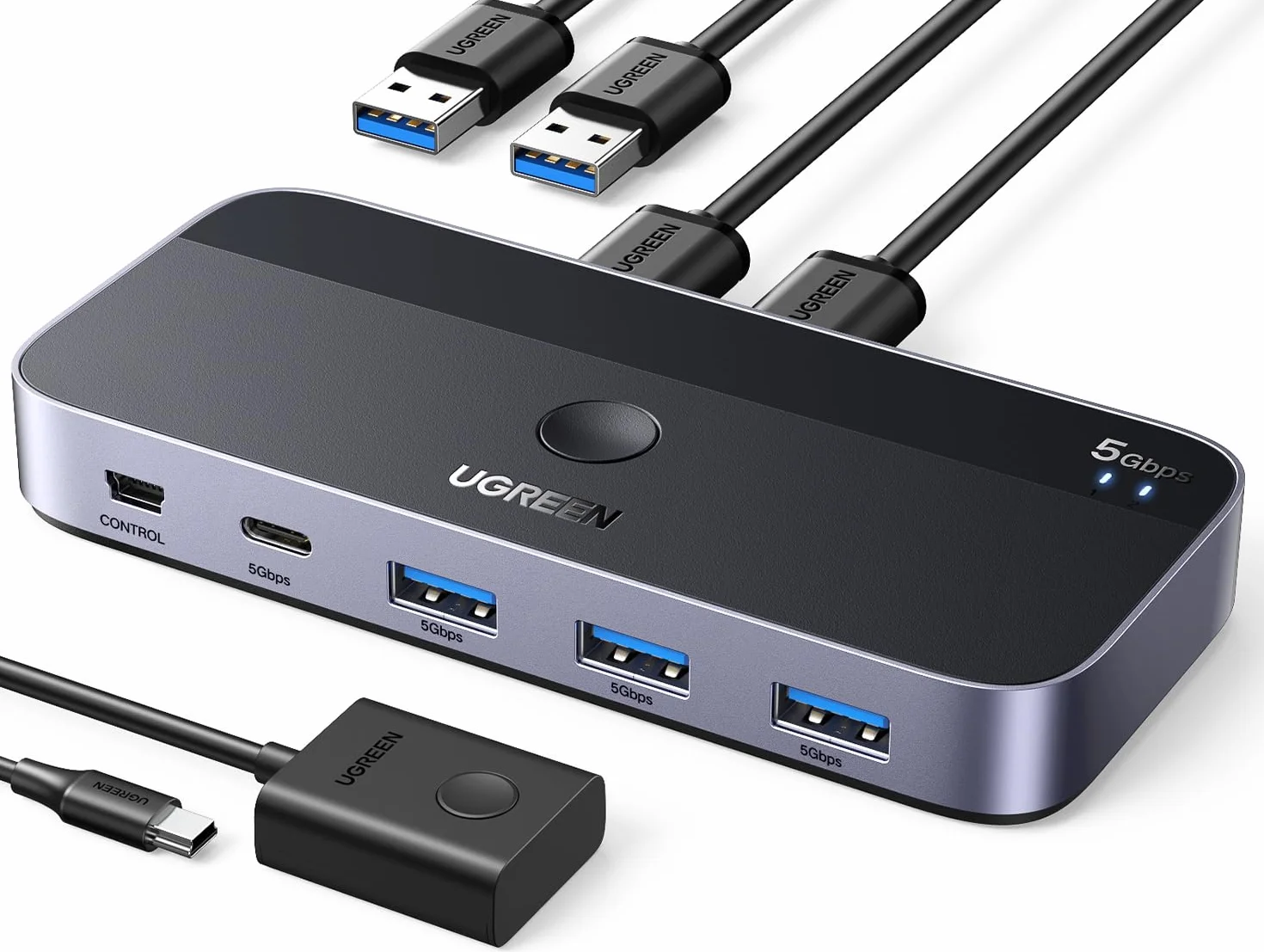 UGREEN Przełącznik USB C 3.0 KVM 2 Porty 5Gbps