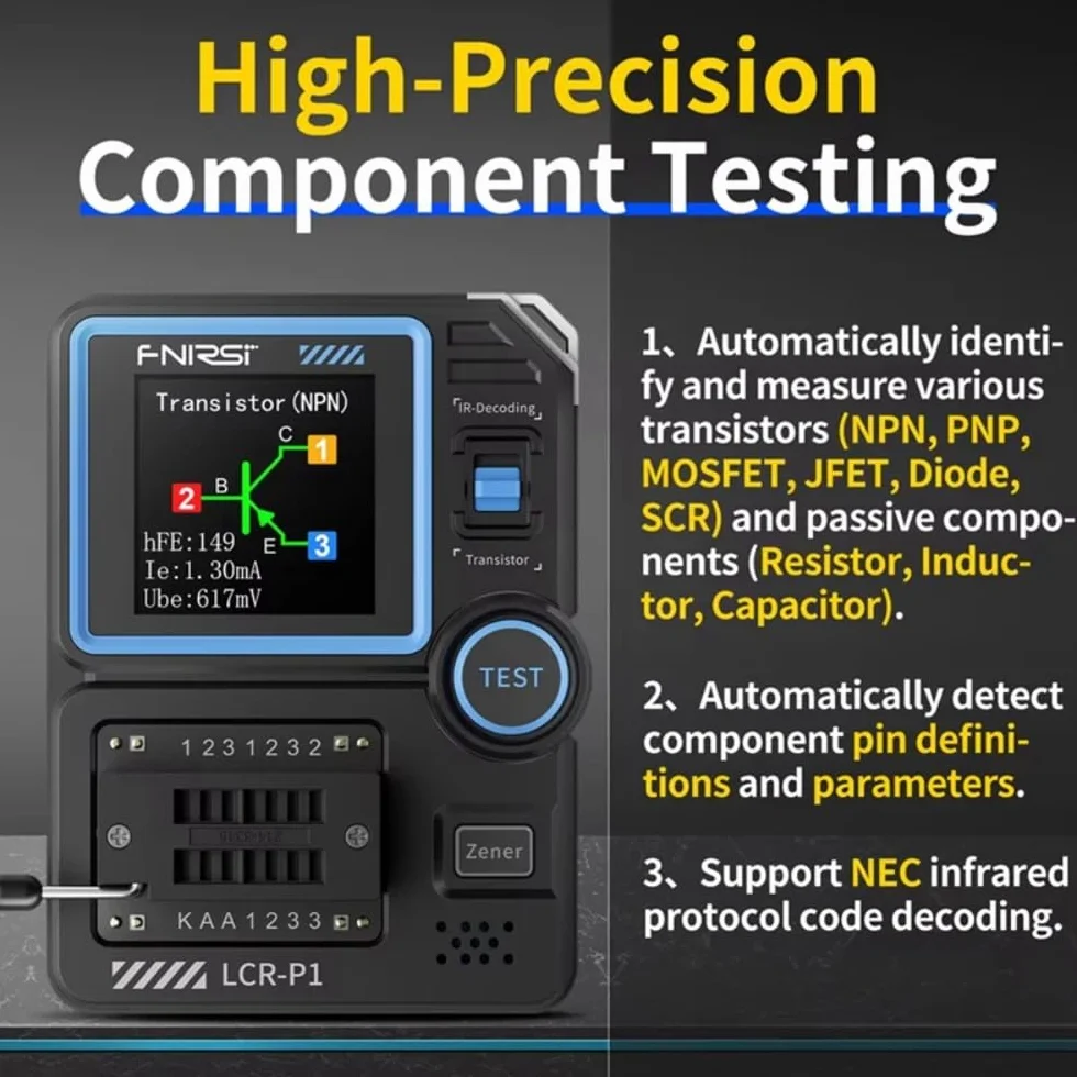 DollaTek Tranzystor tester kondensatora tester kondensatora tranzystora SMD wielofunkcyjny tester komponentów elektronicznych Dioda Trioda ESR NPN PNP Tester MOSFET LCR Anti-burn