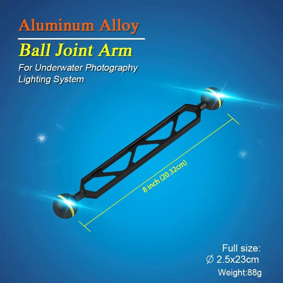 Sea frogs Podwójne ramię kulowe ze stopu aluminium AM-10 KL do aparatu i oświetlenia podwodnego
