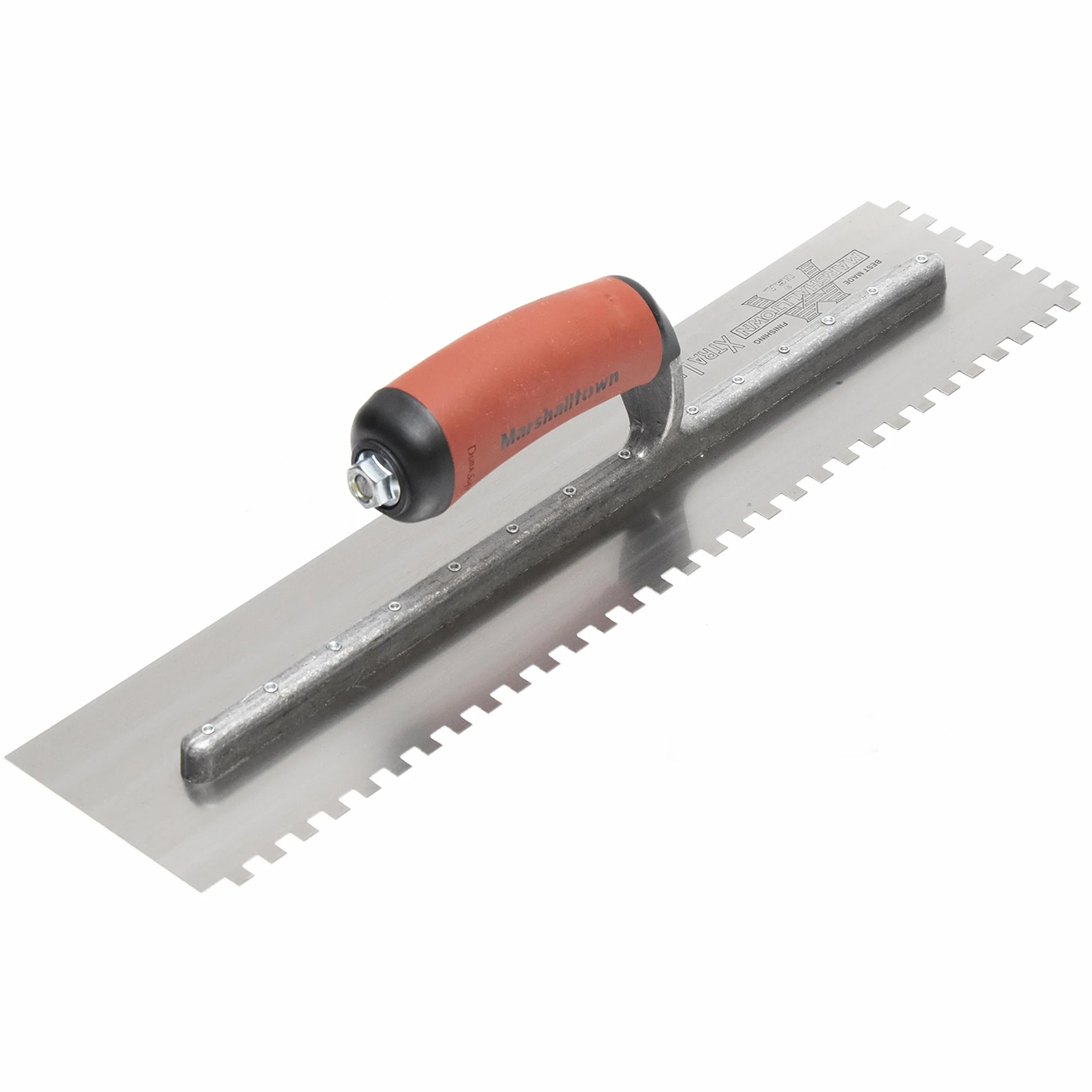 Marshalltown Paca zębata dwustronna, nacięcie: SQ-6x6x6 mm z uchwytem DuraSoft, wykonana ze stali, do glazury, rozmiar: 279x114 mm