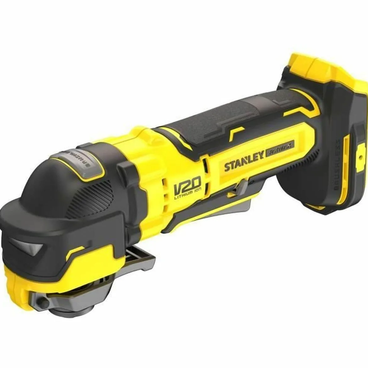 STANLEY Produkt Multi-Herramienta Oscilante BRUSHLESS V20 Li-Ion 18V, velocidad variable 0-19.000 opm, ángulo de oscilación 1.6°/3.2°. Incluye 14 accesorios. Sin cargador/batería