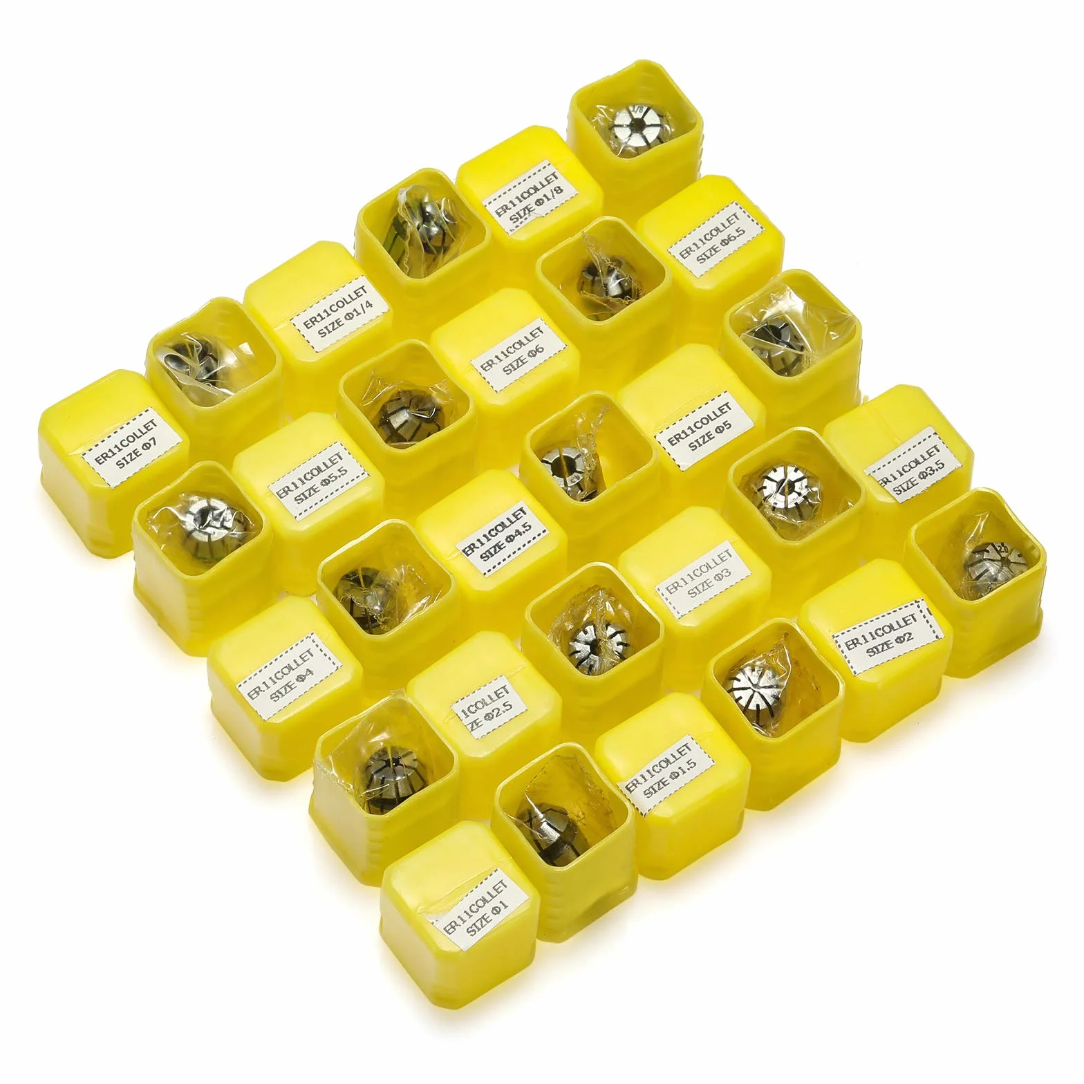 Genmitsu ER11 Zestaw tulei zaciskowych sprężynowych 1-7 mm 1/8 cala 1/4 cala do zacisków CNC, grawerka, tokarka, narzędzie 15 sztuk