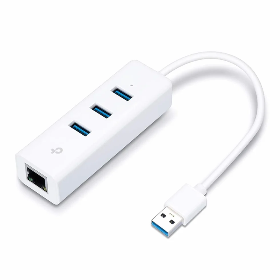 TP-Link UE330 — Adapter USB 3.0 do Ethernet 1 Gbps + 3-Portowy Hub USB 3.0, Plug & Play