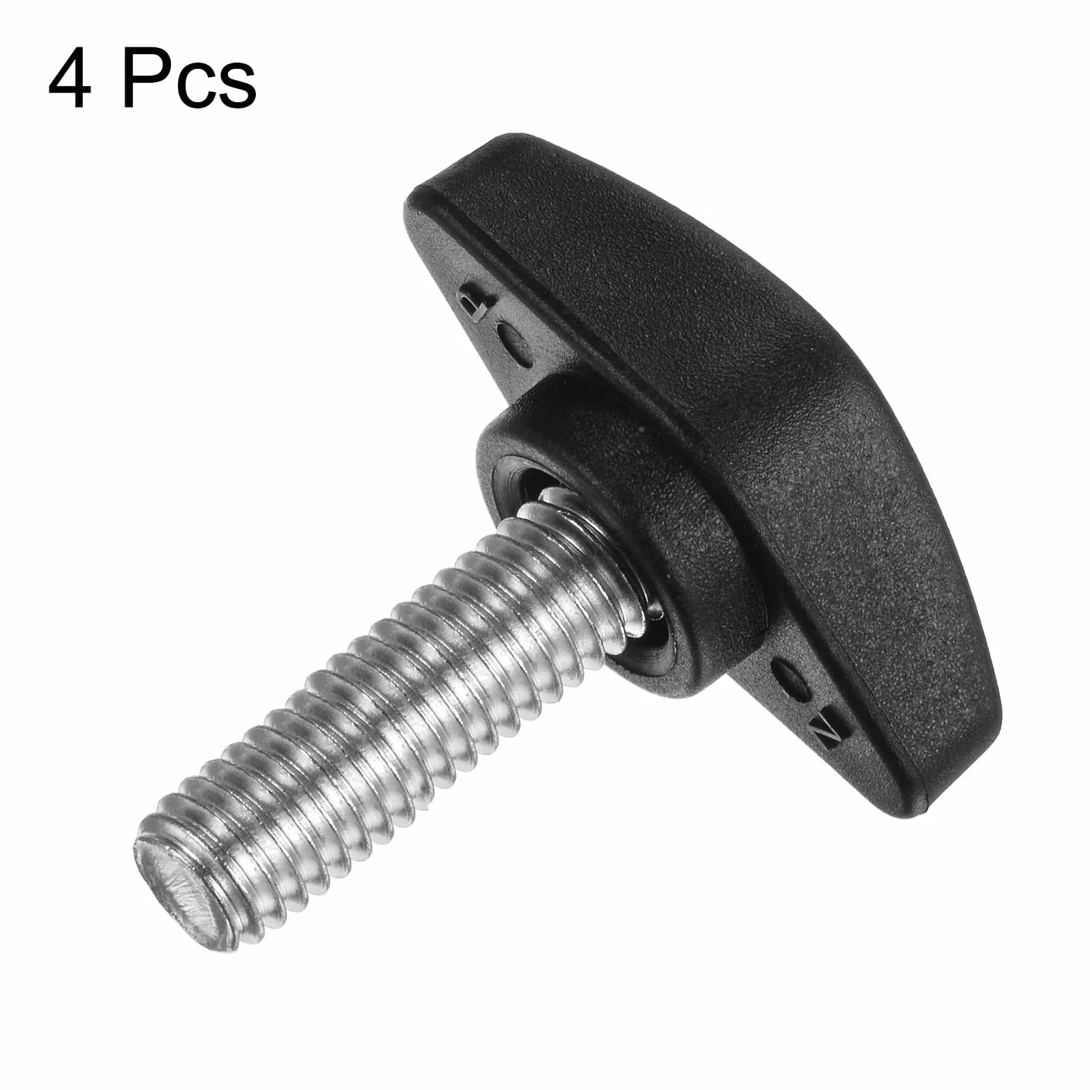 QUARKZMAN 4 sztuki gałek motylkowych T, śruby radełkowane, M8 x 20 mm, standardowy gwint zewnętrzny, guziki T z tworzywa sztucznego, uchwyty, gałki zaciskowe, uchwyt śruby radełkowane, czarne