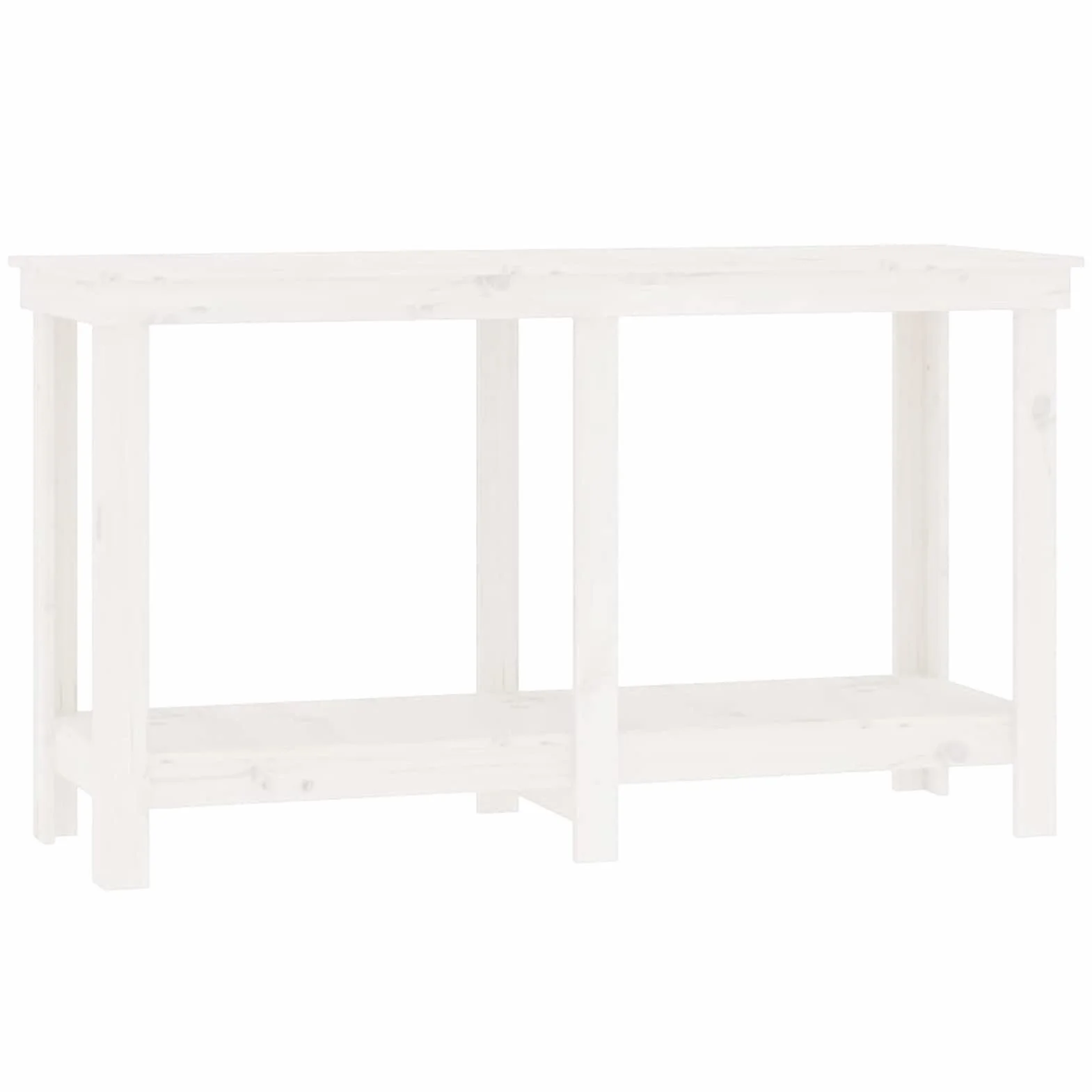 LAPOOH Biały stół warsztatowy 140 x 50 x 80 cm, z litego drewna sosnowego, stół warsztatowy, warsztat/kuchnia, szafki narzędziowe - 822507
