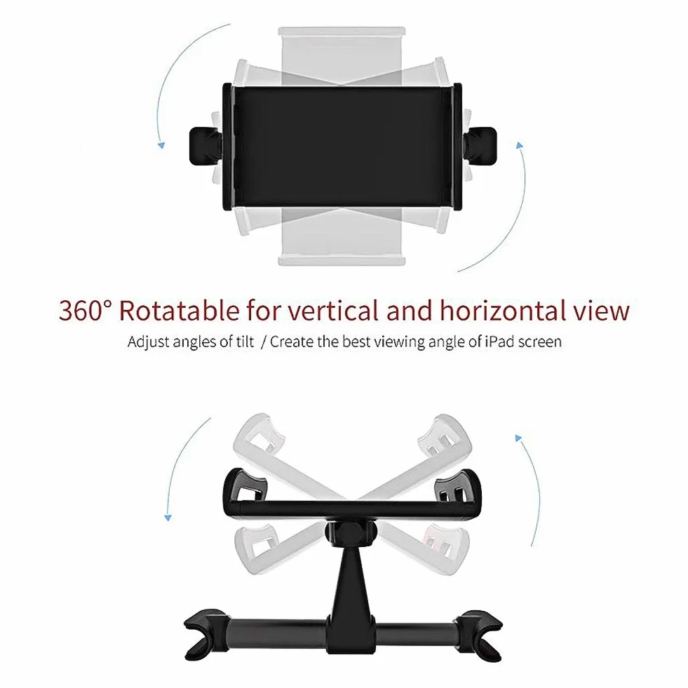 KIMISS Uchwyt na telefon i tablet do zagłówka samochodu 360° obrotowy