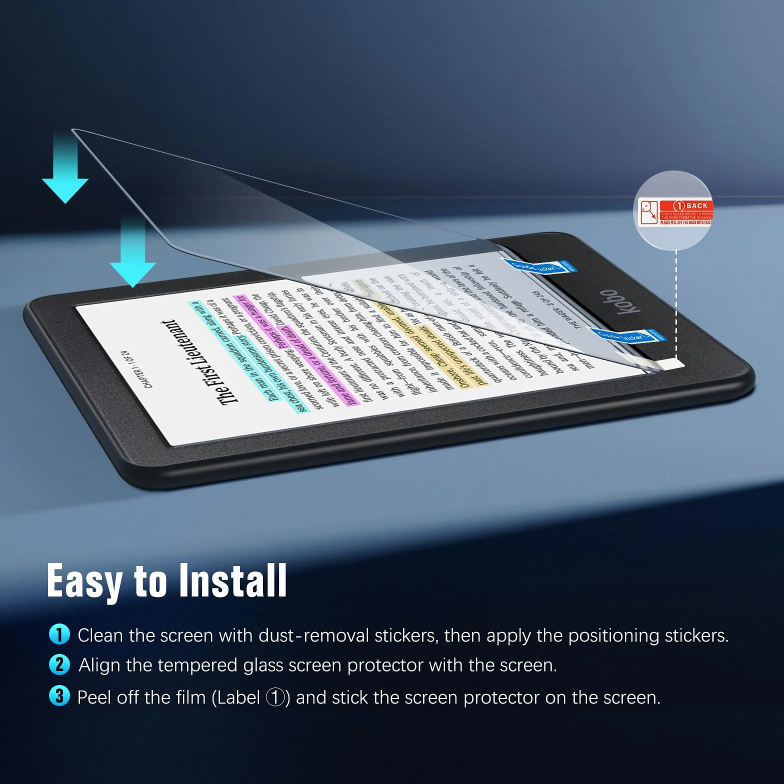 MoKo 2 Pack Tempered Glass Screen Protector for Kobo Clara BW & Clara Color 2024, 9H Hardness HD Clear Glass