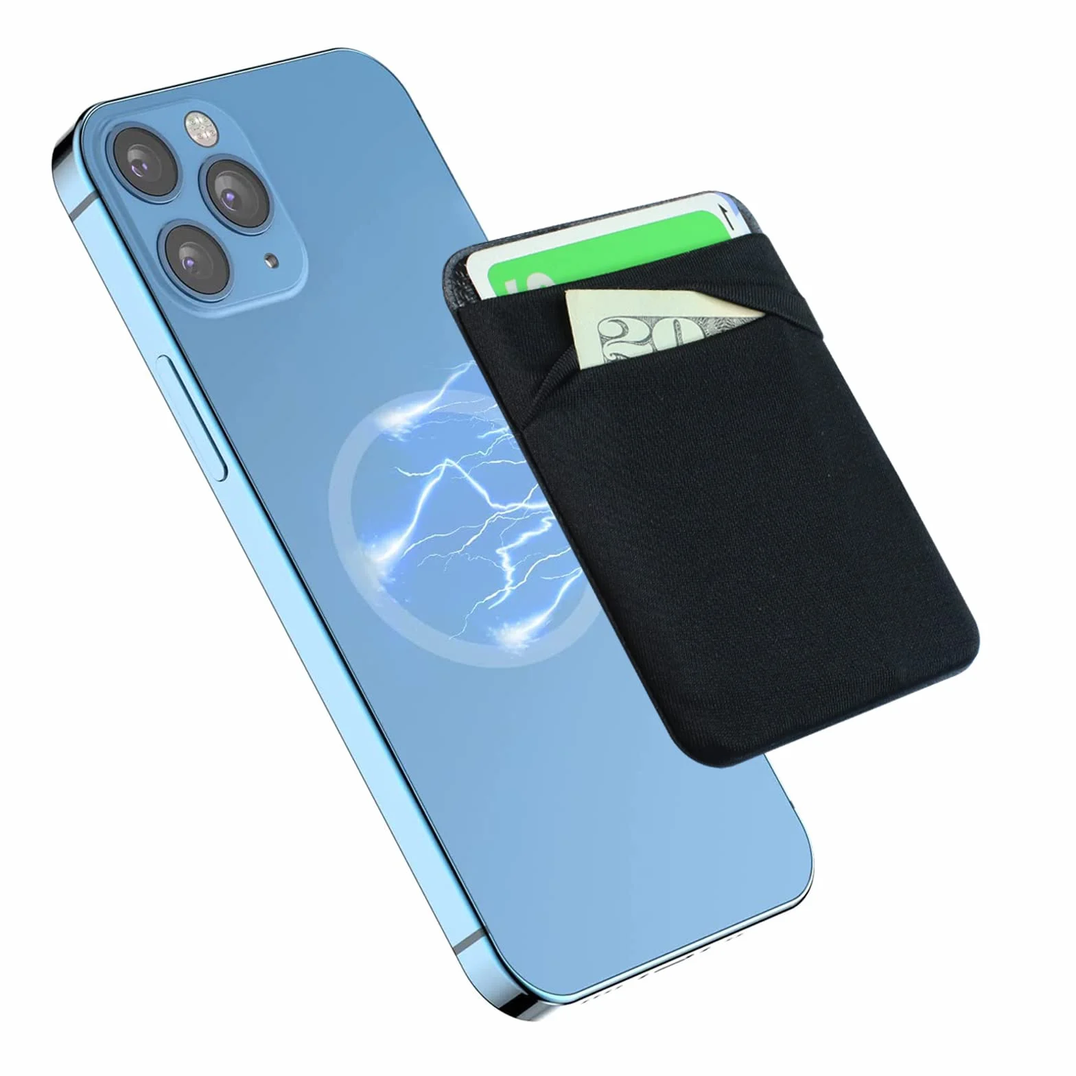 Magnetyczny portfel Mag-Safe do iPhone 14 13 12 Pro Max Plus etui na karty czarny