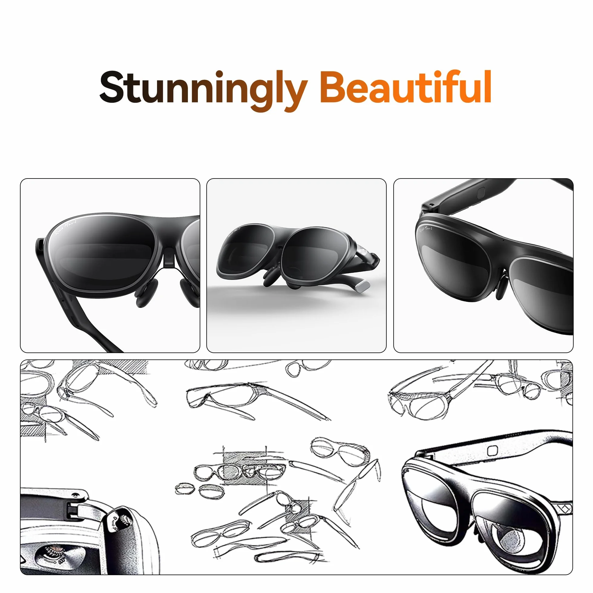 Rokid Joy 2 Max 2 AR okulary czarne 215" wyświetlacz 50° FOV 600 nitów