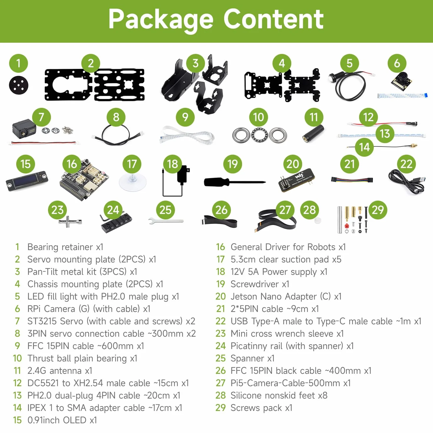 Waveshare 360° Omnidirectional High-Torque 2-Axis Pan-Tilt Camera Module for Raspberry Pi 4B/5