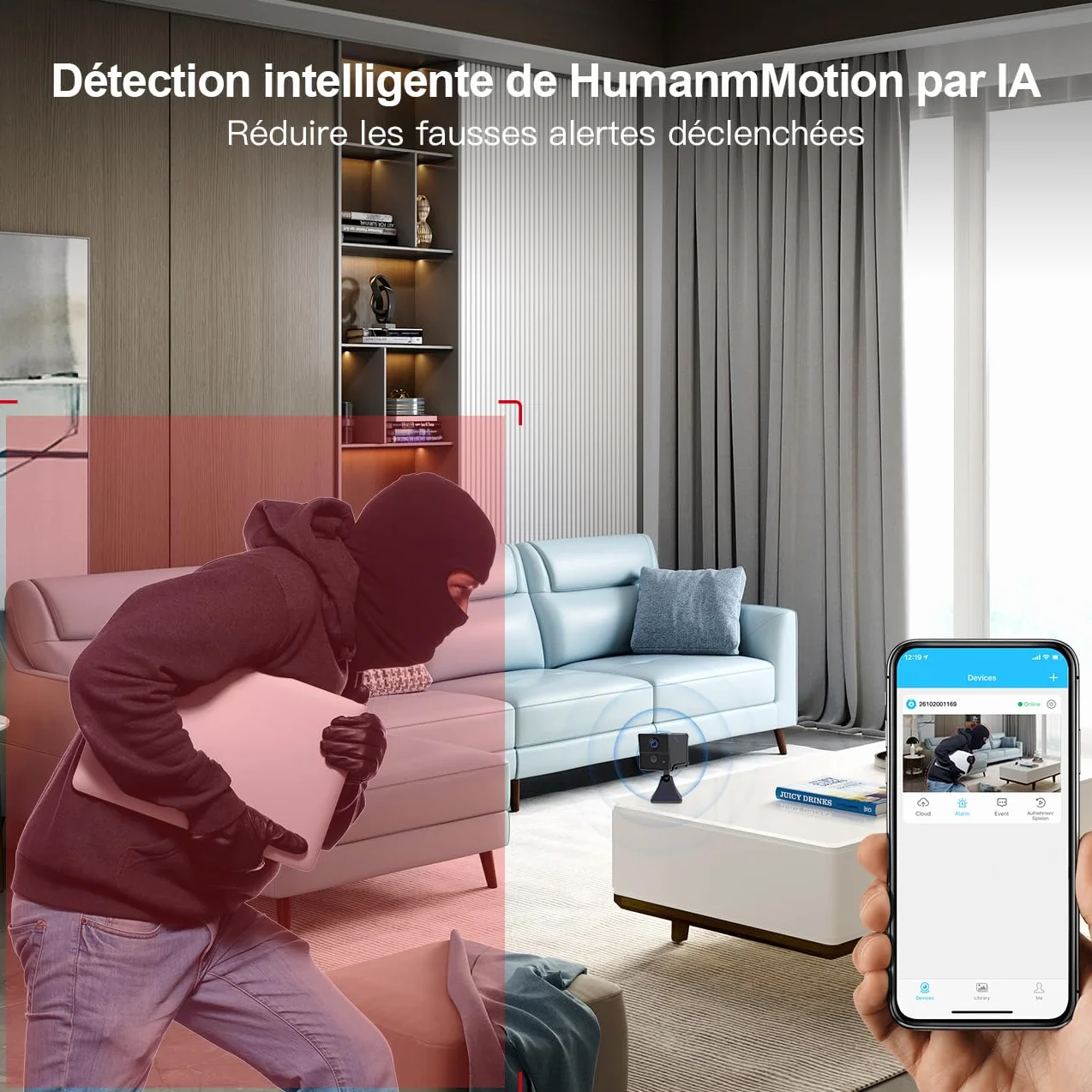AOBOCAM Mini Kamera WiFi 1080P HD Bezprzewodowa Kamera Szpiegowska z Wykrywaniem Ruchu i Noktowizją