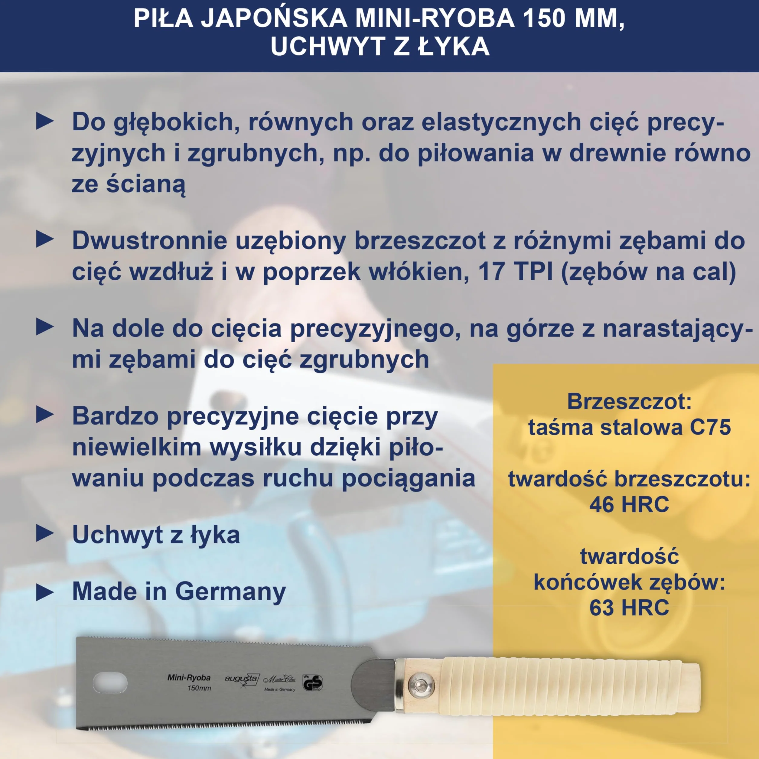 Augusta-Heckenrose Japońska piła Ryoba - tradycyjna piła z ergonomicznym 2-komponentowym uchwytem z tworzywa sztucznego - trójstronny szlif diamentowy