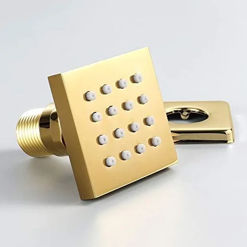 Zestaw baterii prysznicowych termostatycznych Gold, 3-drożny, wbudowany złoty kran termostatyczny z 6 dyszami masującymi, zestaw do wanny i prysznica, 12 Inch Full Set