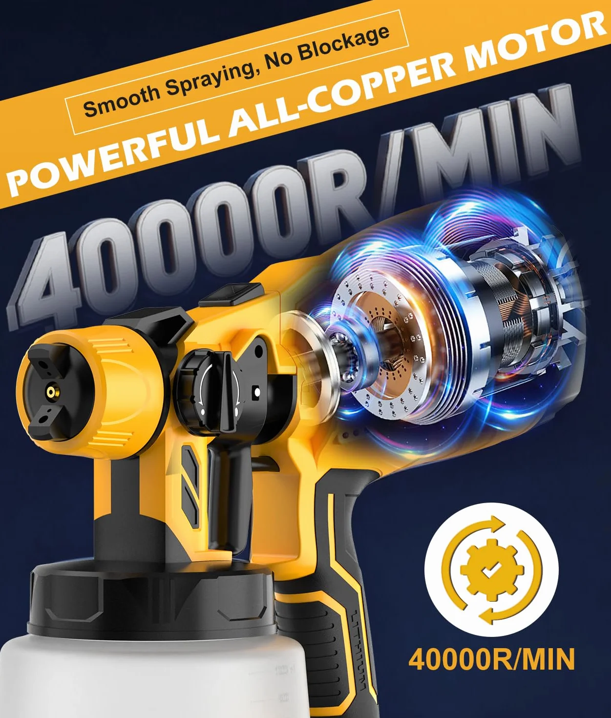 WADEO Pistolet do lakierowania, do użytku domowego, 800 W / 1000 ml, 8 dysz, 3 modele, pistolet natryskowy HVLP do ścian, mebli, bram, sufitu, ogrodu