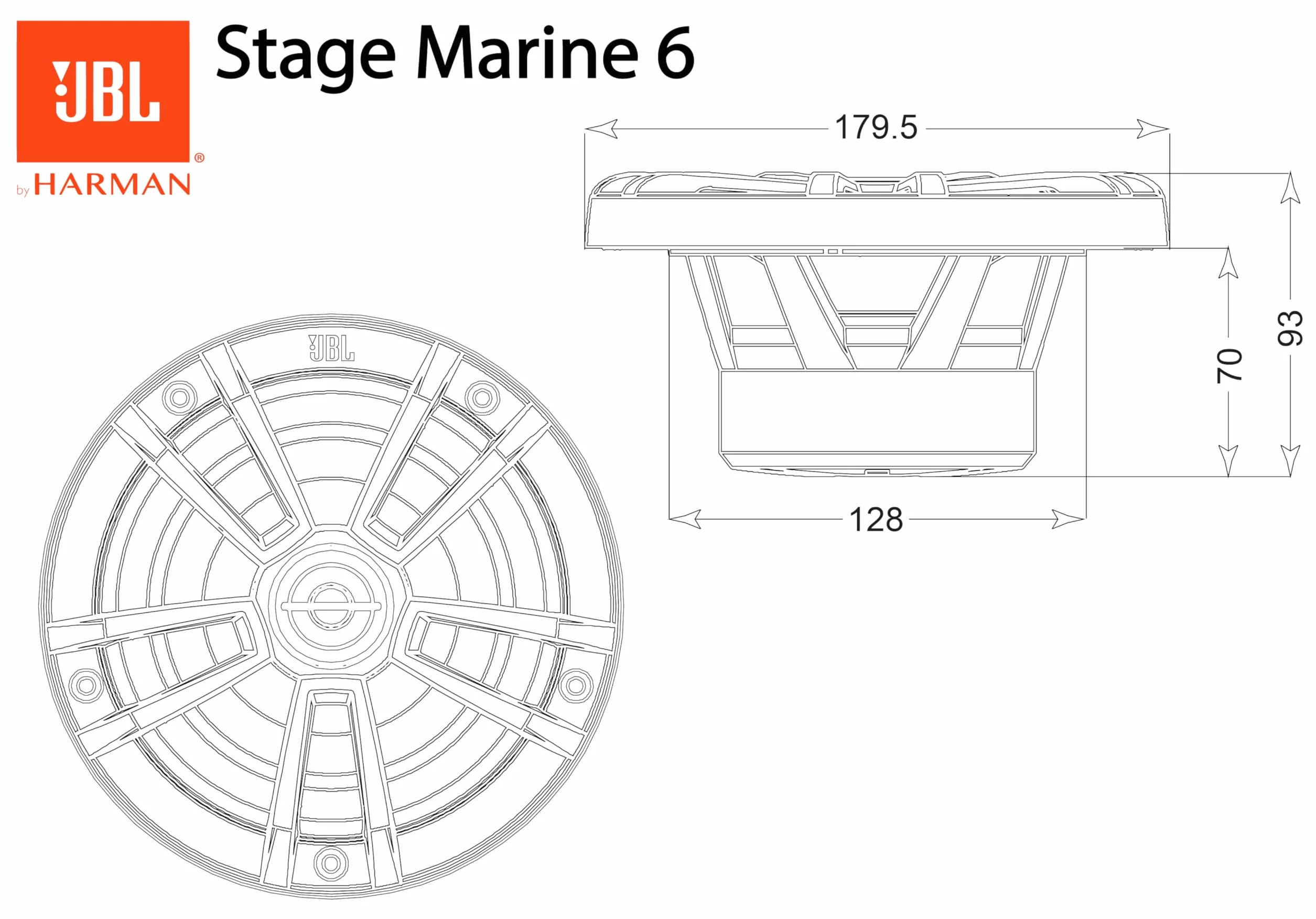 JBL Stage Marine Wodoodporny głośnik 6-1/2" (160mm) 180 W Dwukierunkowe głośniki morskie Biały