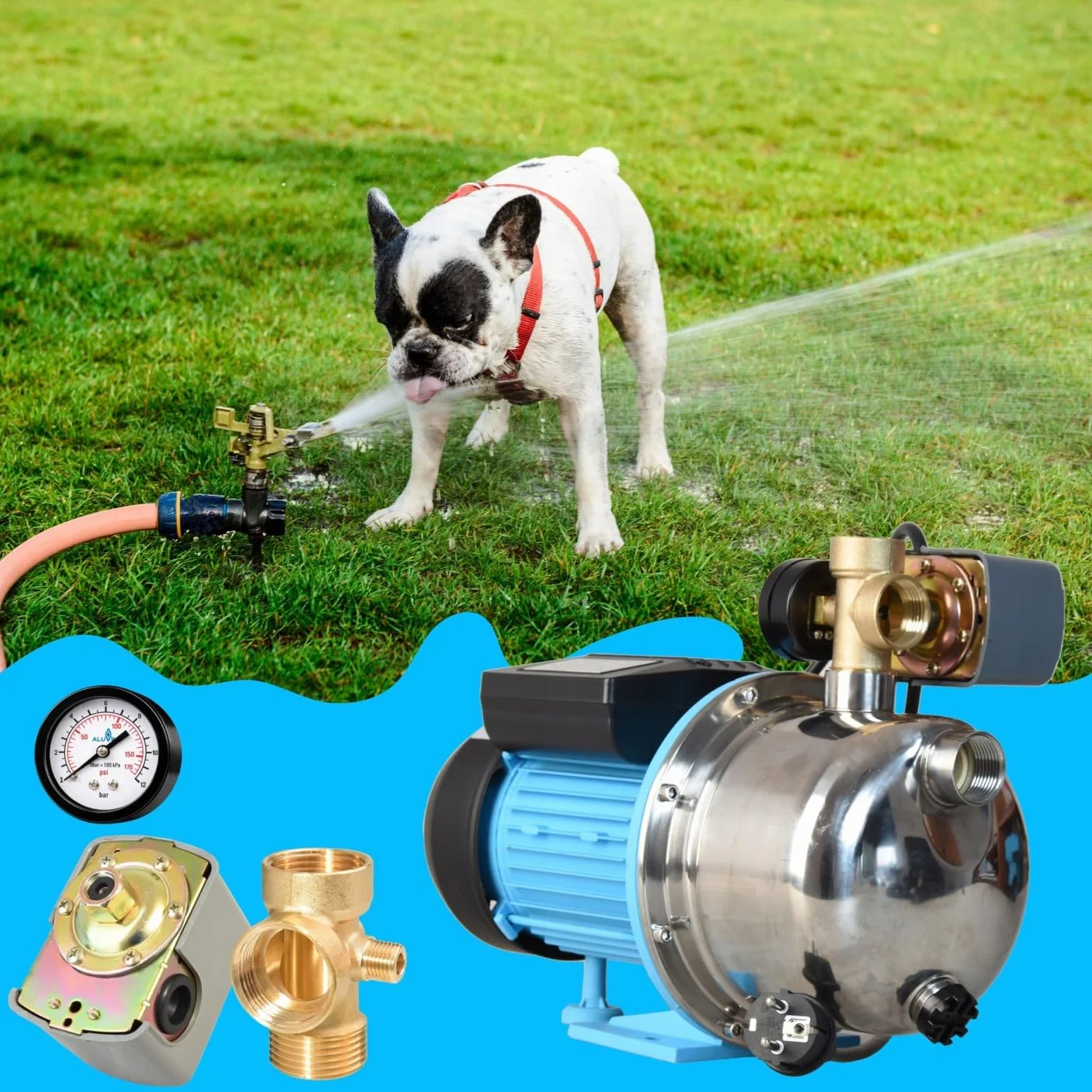 Pompa Hydroforowa JX 1100 (1100 W, 3600 l/h, max. podnoszenie 50 m) do Wody Nawadniania Ogrodu Z OSPRZĘTEM
