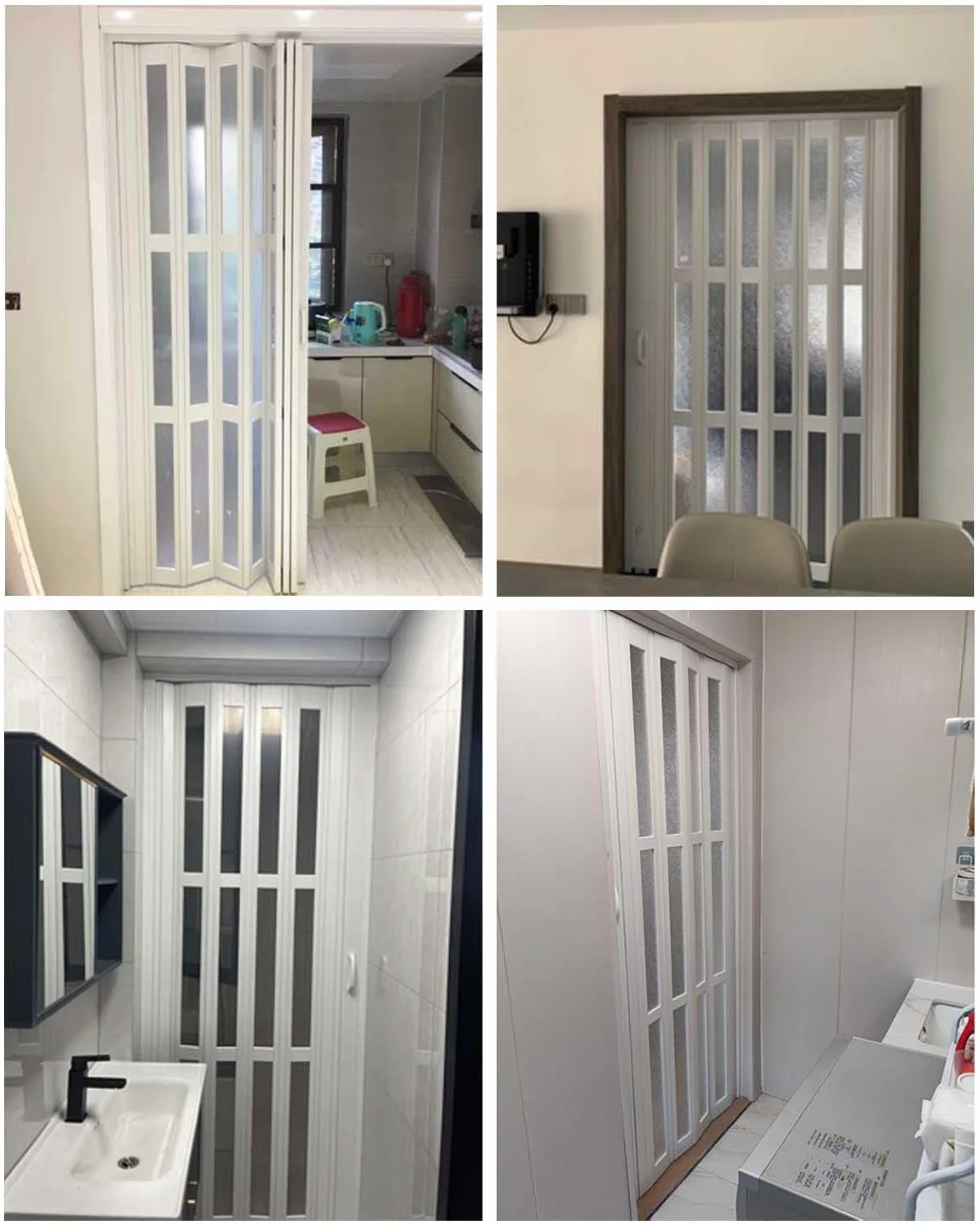 Concertina składane drzwi przesuwne, montaż bez wiercenia, z taśmą klejącą, nowoczesny design do wewnętrznego wejścia lub szafy