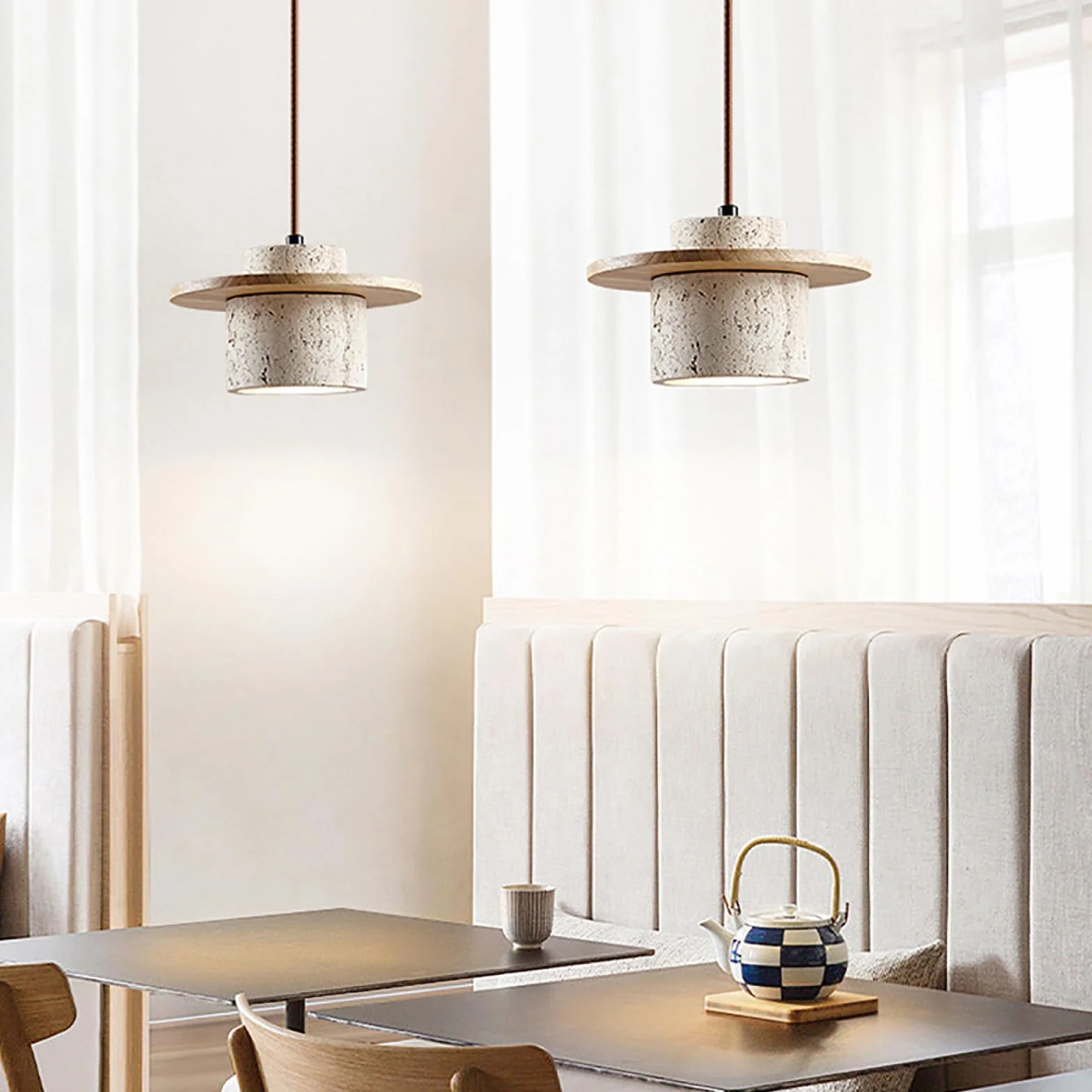 Nowoczesna nordycka betonowa lampa wisząca do jadalni wyspy kuchennej naturalny kamień abażur żyrandol sufit wiszące oświetlenie