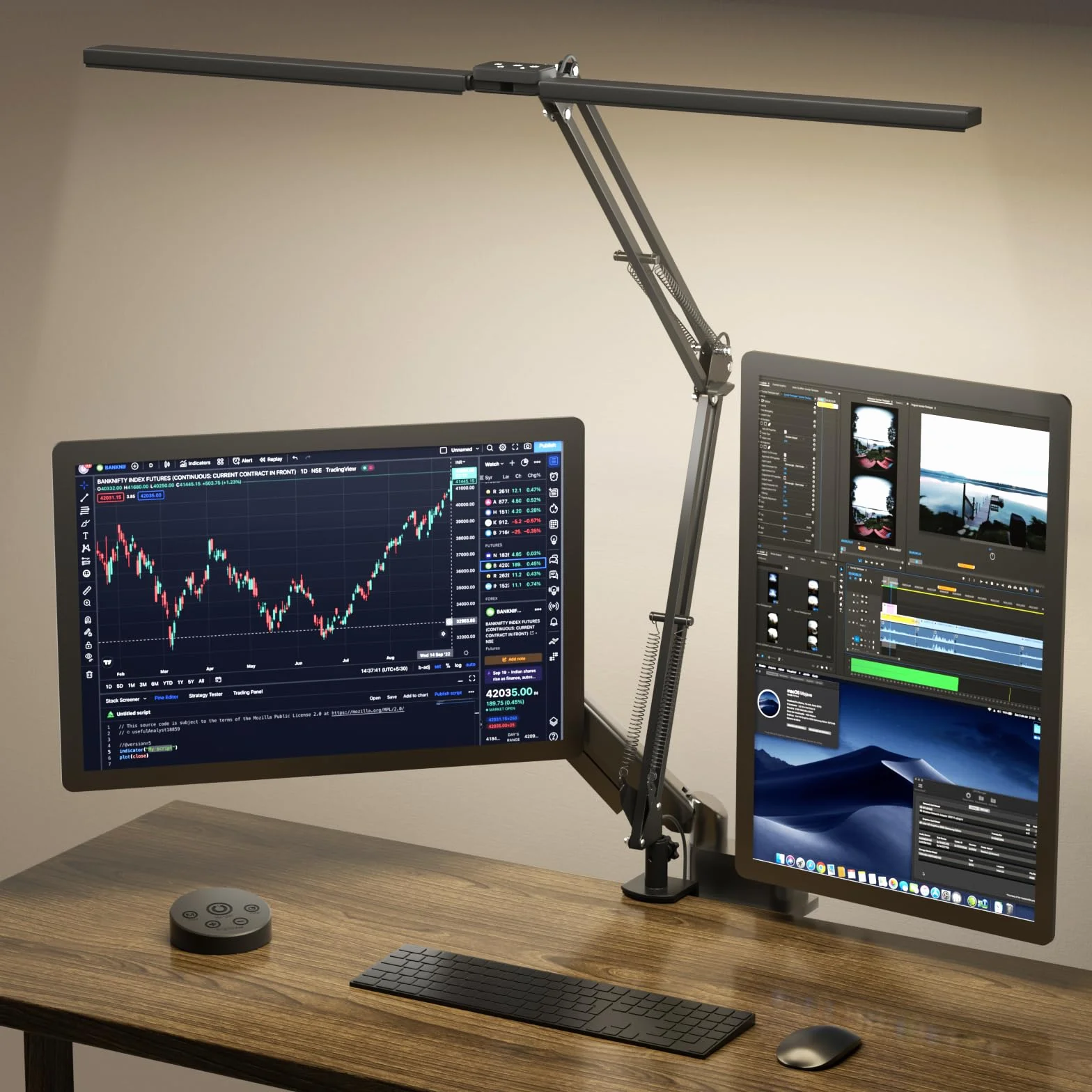 SKYLEO Lampa na biurko LED - 2400LM Ultra Bright Desk Light -Eye Caring Desk Lamp with Clamp - Adjustable Office Lamp with Remote Control- Easy Installation - 24W Black