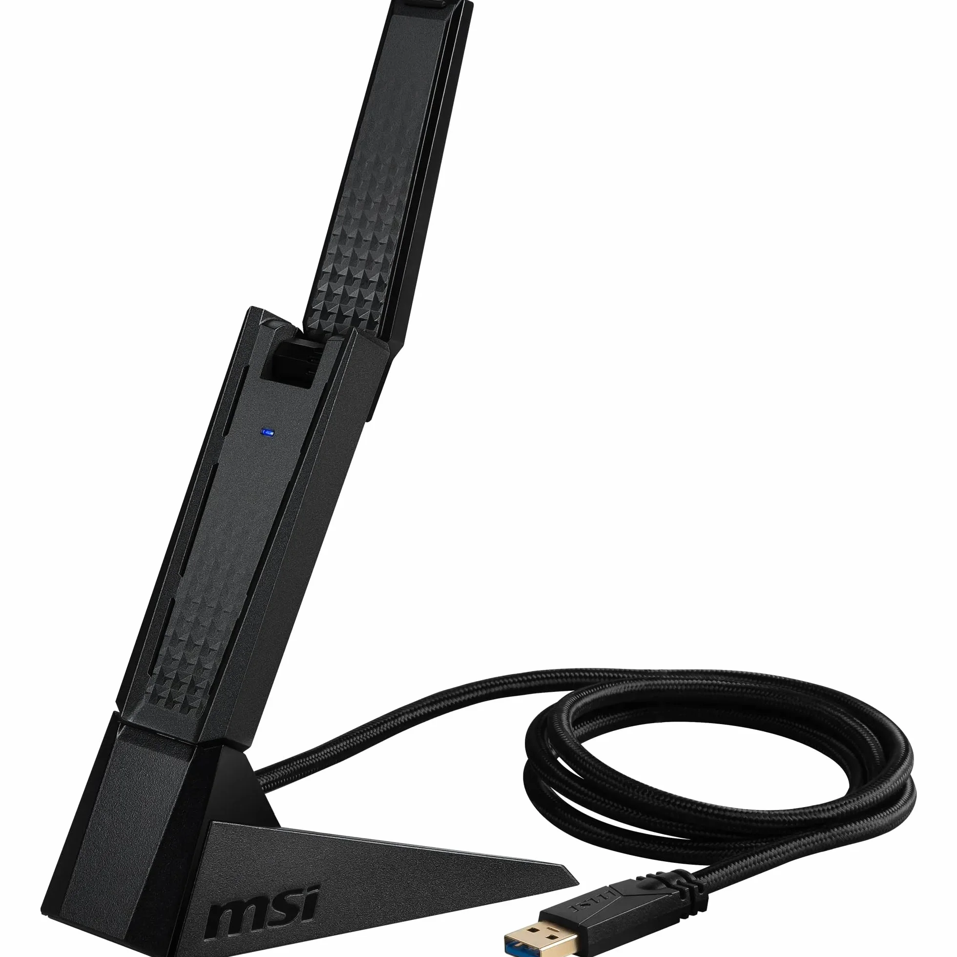 MSI AXE5400 trójpasmowy adapter USB WiFi 6E do 5400 Mb/s 6 GHz 5 GHz 2,4 GHz USB 3.2 Gen 1 typu A MU-MIMO WPA3