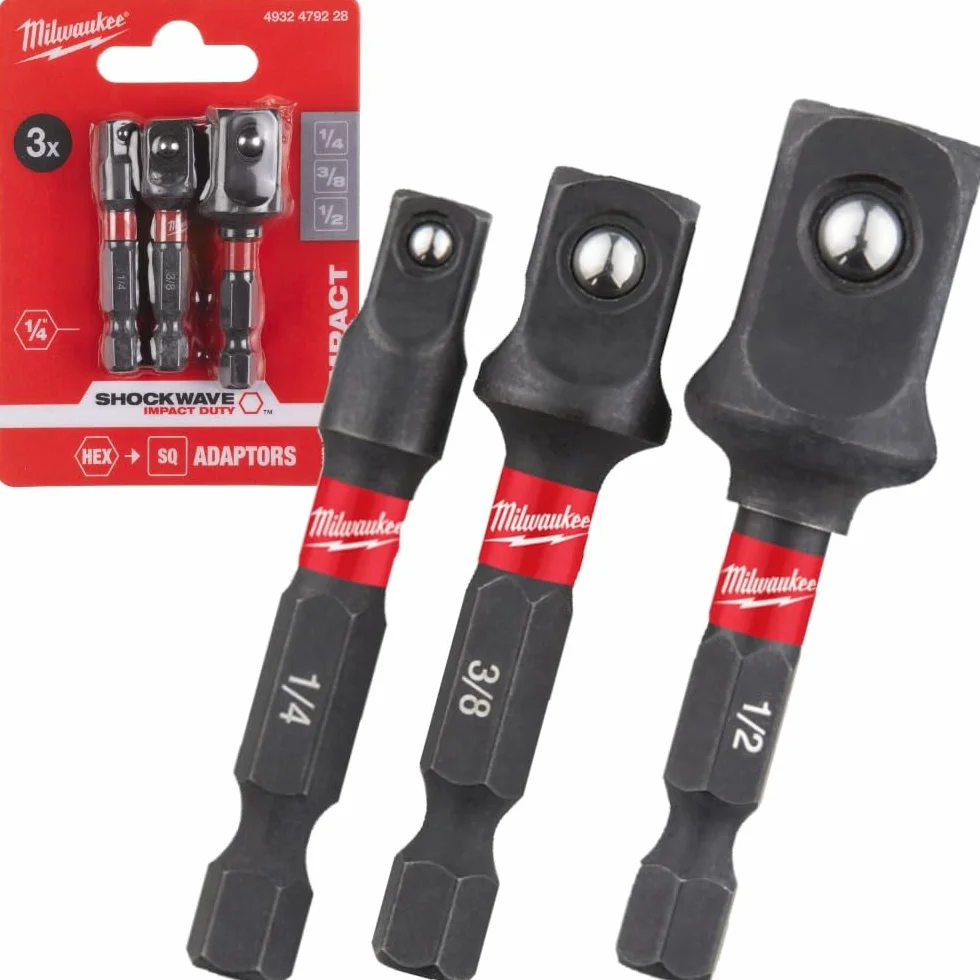 Milwauke 3 x zestaw adapterów do kluczy nasadowych (1/4 + 3/8 + 1/2)