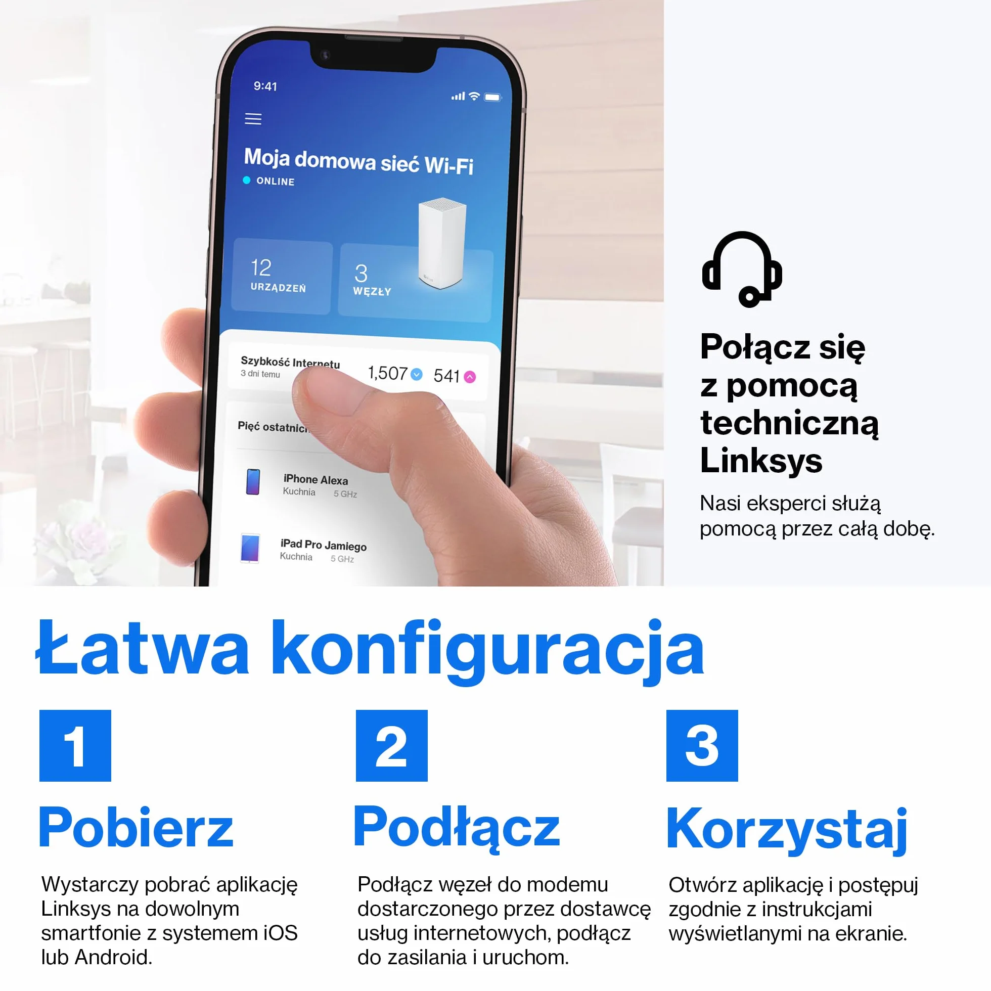 Linksys Velop MX8400 Wi-Fi 6 Mesh System AX4200 router do 525 m2 biały 2 szt.