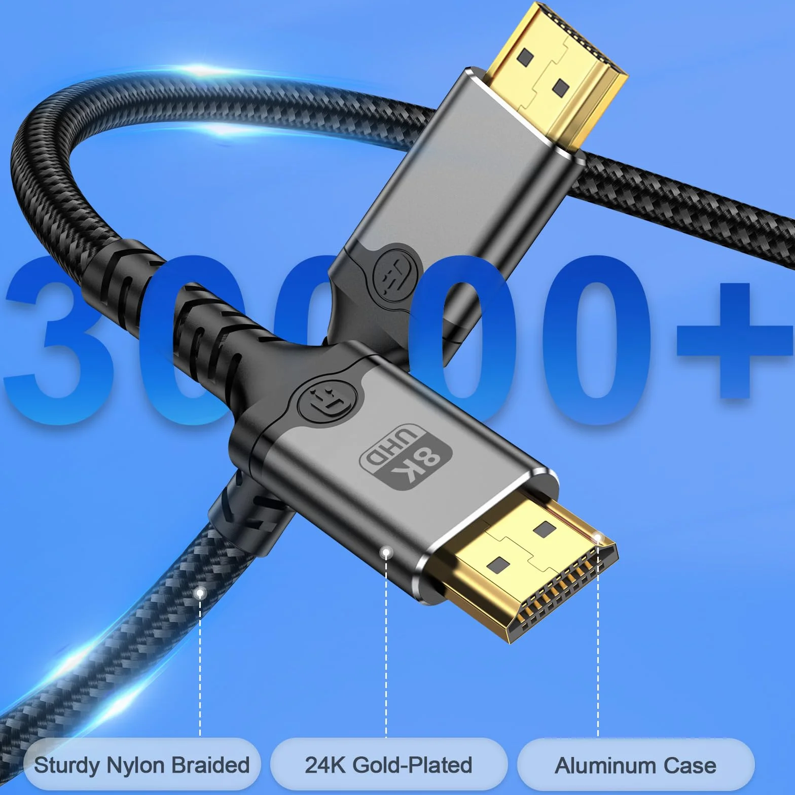 Kabel HDMI 2.1 8K Ultra High-Speed pleciony nylon 4K 480Hz 8K 240Hz 1M