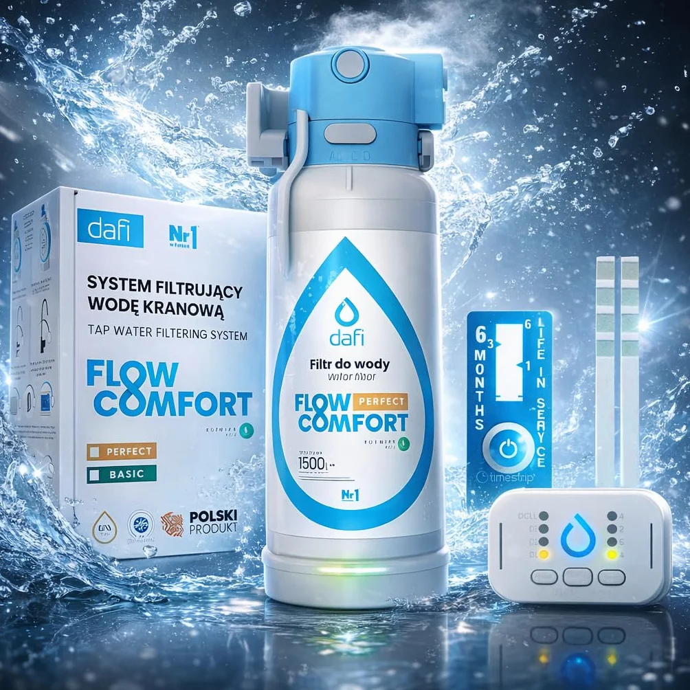 Armatura kuchenna Nordic z systemem filtra wody Dafi Flow Comfort D1 3-drożna armatura wyciągana wylewka, obracana o 360°, oddzielny wylewka, 4-stopniowa filtracja, wskaźnik LED (grafitowa)