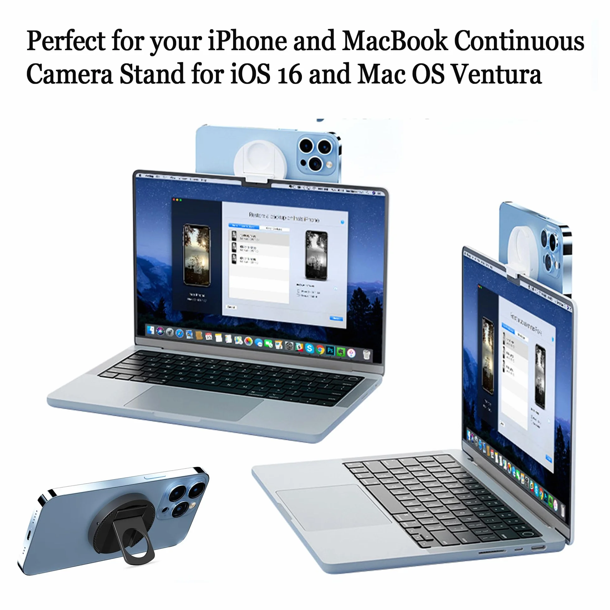 Magnetyczny uchwyt na kamerę aluminiowy do iPhone'a 12 13 14 15 Laptop Mac Czarny