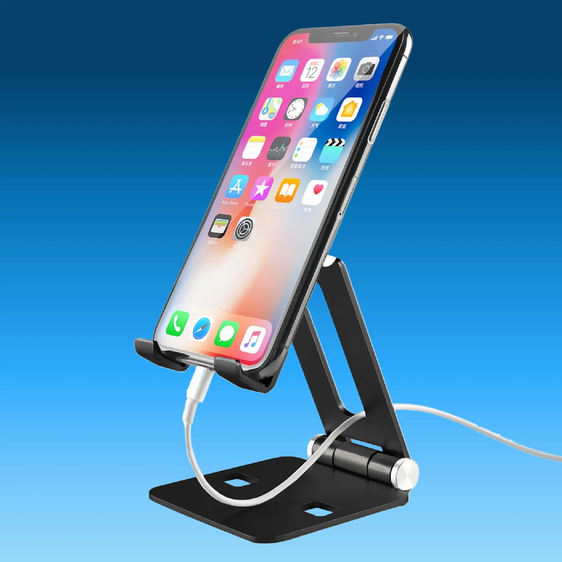 MMOBIEL Uchwyt na Telefon Komórkowy na Biurko Regulowany Stojak Uniwersalny Czarne Aluminium