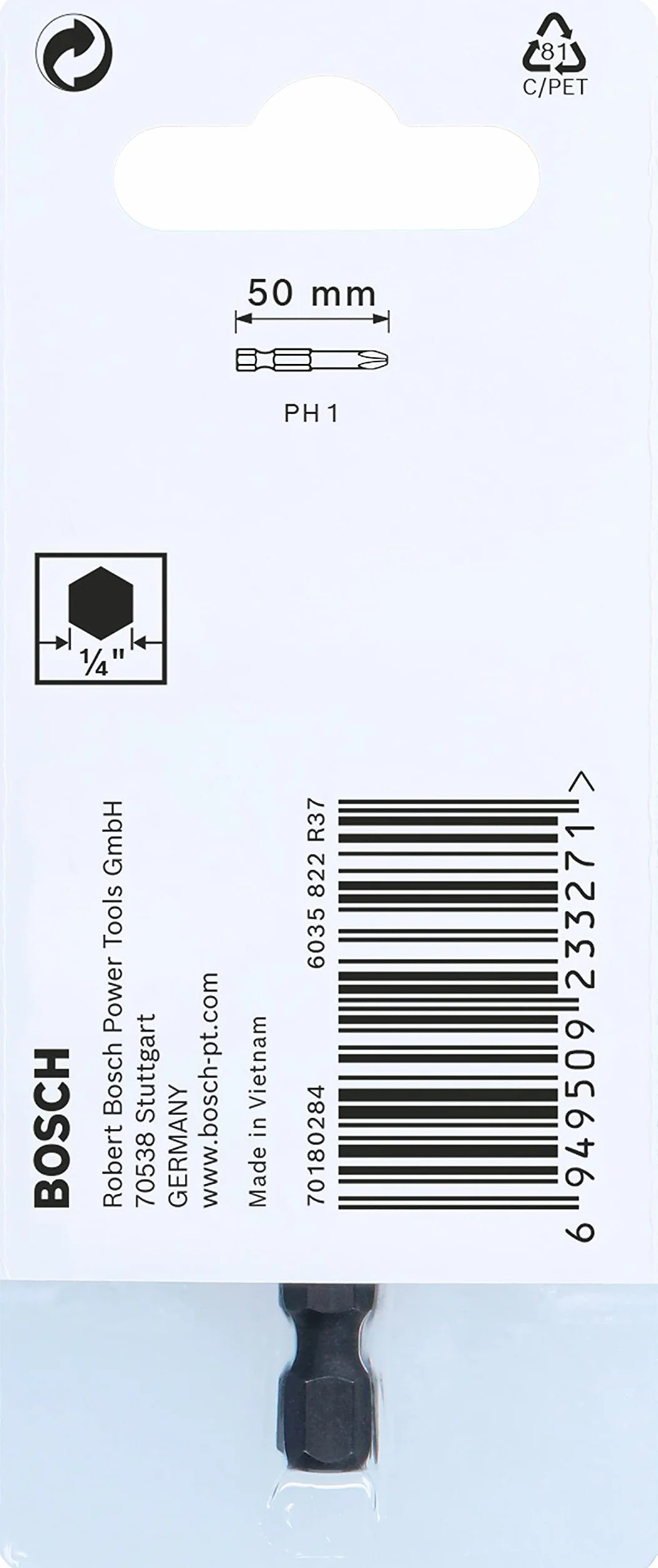 Bosch Professional 1 bity do wkrętarki Impact Control PH1 (50 mm, trzpień sześciokątny, Pick and Click, osprzęt wkrętarki udarowej)