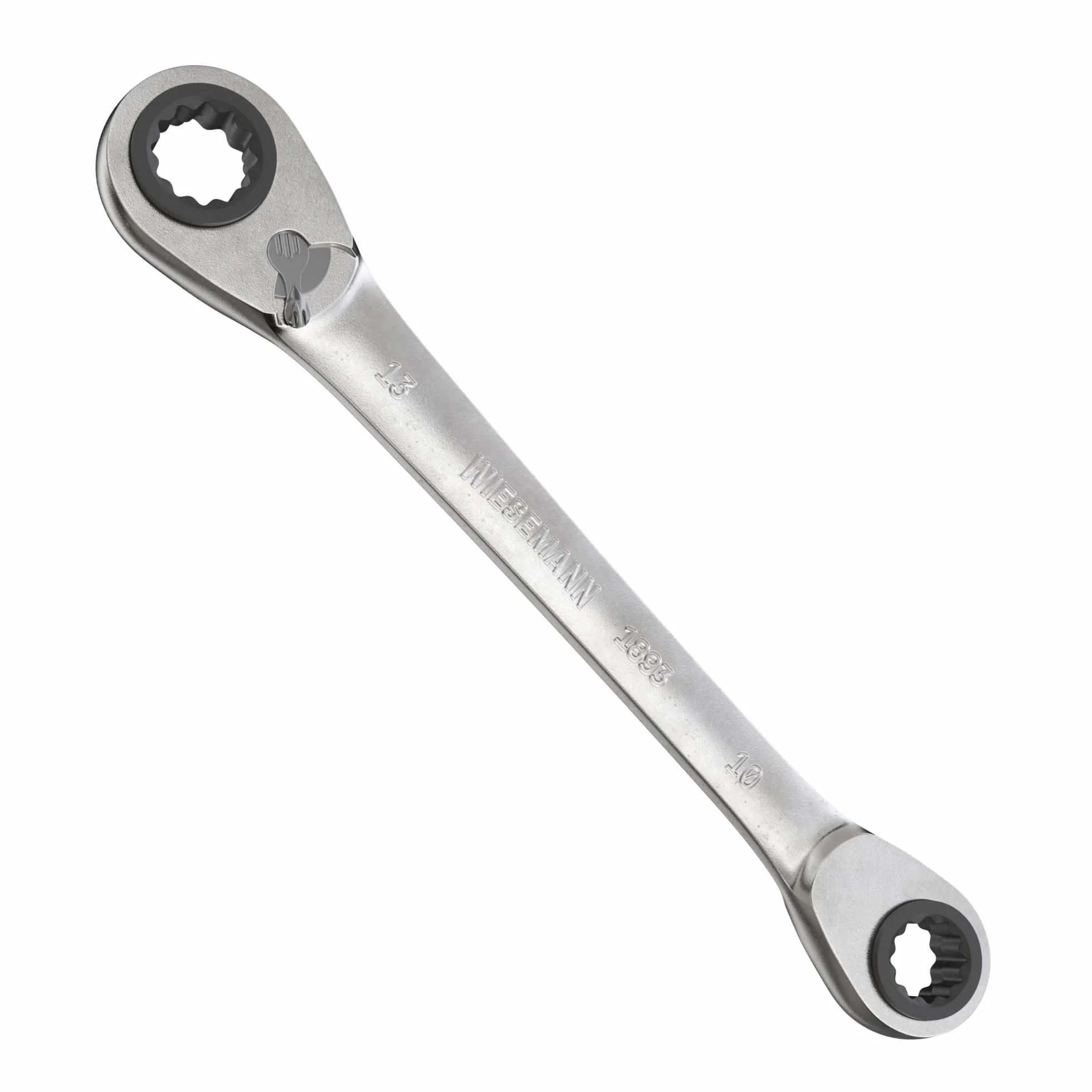 Klucz z grzechotką 4 w 1 z grzechotką 8,10, 12, 13 mm firmy WIESMANN 1893 I podwójny pierścień zapadkowy I 81062