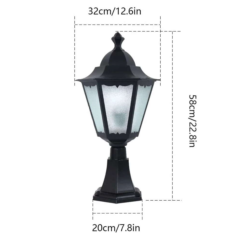 Lampy solarne, Aluminiowa Obudowa W Europejskim Stylu I Szklana Lampa Kolumnowa
