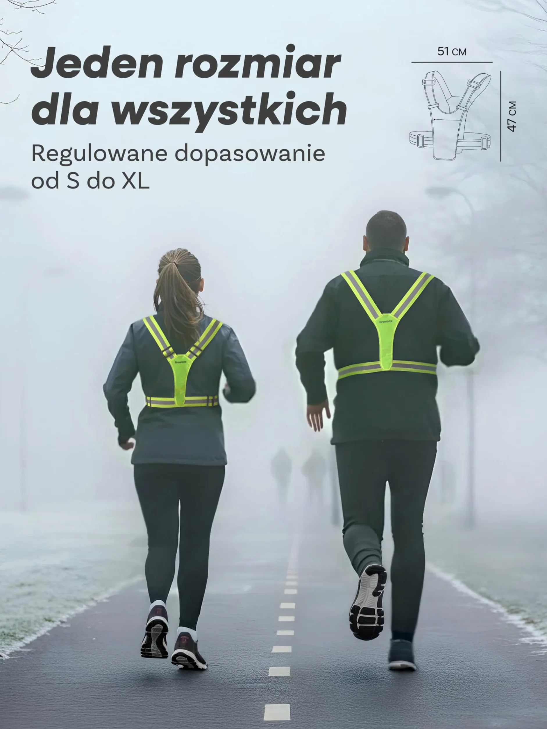 Prowiste Odblaskowa Kamizelka Rowerowa dla Mężczyzn i Kobiet – 360° Widoczność z Kieszenią z Przodu – Regulowane Pasy – także do Biegania i Aktywności na Świeżym Powietrzu