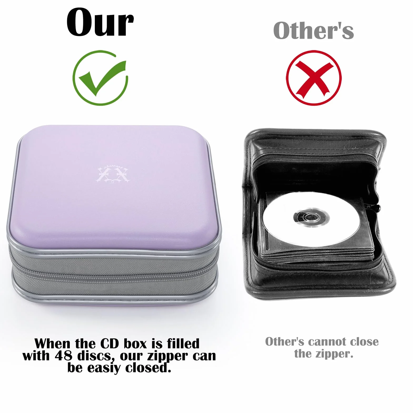 Etui na płyty CD 48 pojemnościowa twardopłastowa przenośna obudowa na DVD z ochronnym zamkiem Lavender