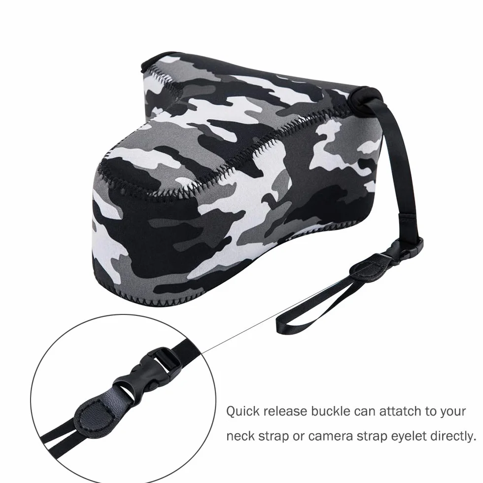 Ultralekki neoprenowy futerał na aparat torba do przechowywania DSLR pokrowiec ochraniacz do Sony A6600 A6500 A6100 A6300 A6400 A5100 NEX-5N +55-210 mm obiektyw Fujifilm X-T30 X-T20 X-T10 Olympus
