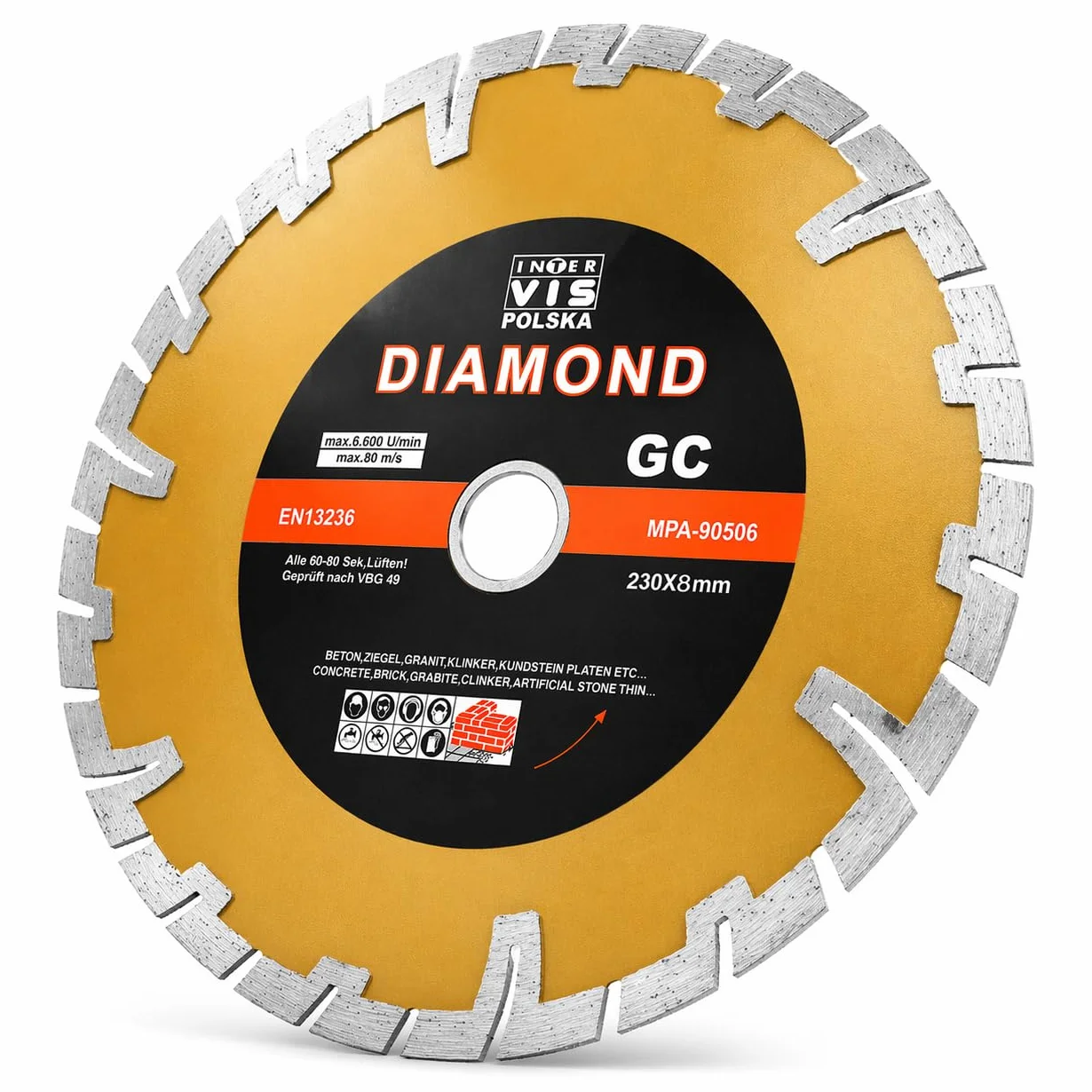 Tarcza diamentowa 230 mm do betonu kostki brukowej cegły 22,2 mm cięcie głębokie do szlifierki kątowej