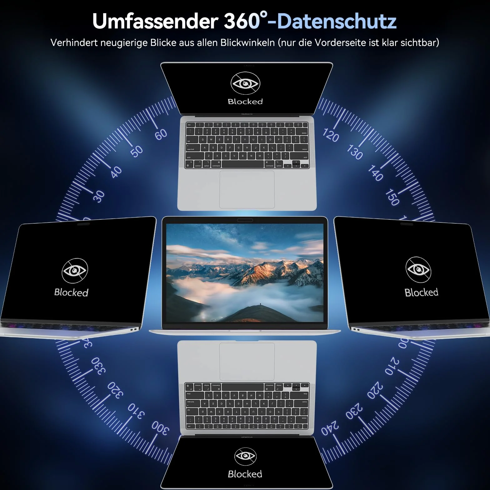 Filtr maskujący 360° do MacBook Air 13 (2018-2021, M1) i MacBook Pro 13 cali (2016-2022, M1, M2), ochrona przed niebieskim światłem