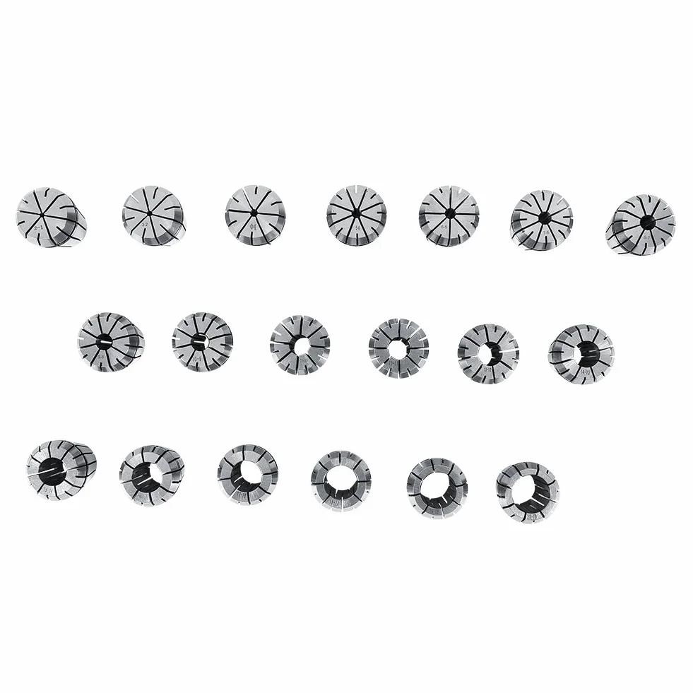 Zestaw tulei zaciskowych sprężynowych ER32 19 sztuk tuleje zaciskowe o wysokiej precyzji mocowania do grawerowania do frezarki CNC tokarka zakres mocowania od 2mm do 20mm
