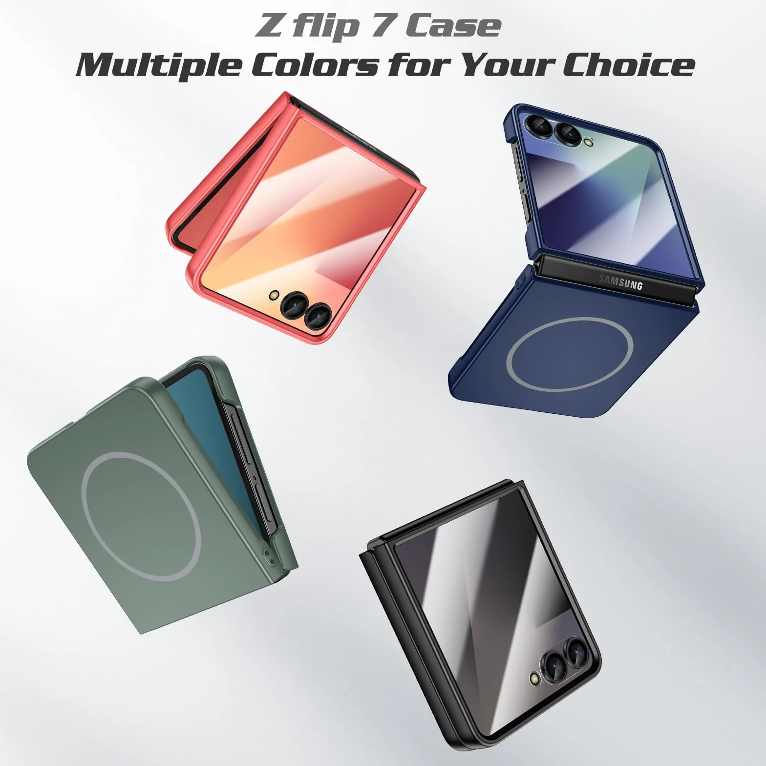 Etui ochronne Samsung Galaxy Z Flip 7 Mag Safe, ultracienkie, wbudowana osłona ekranu, twarde PC