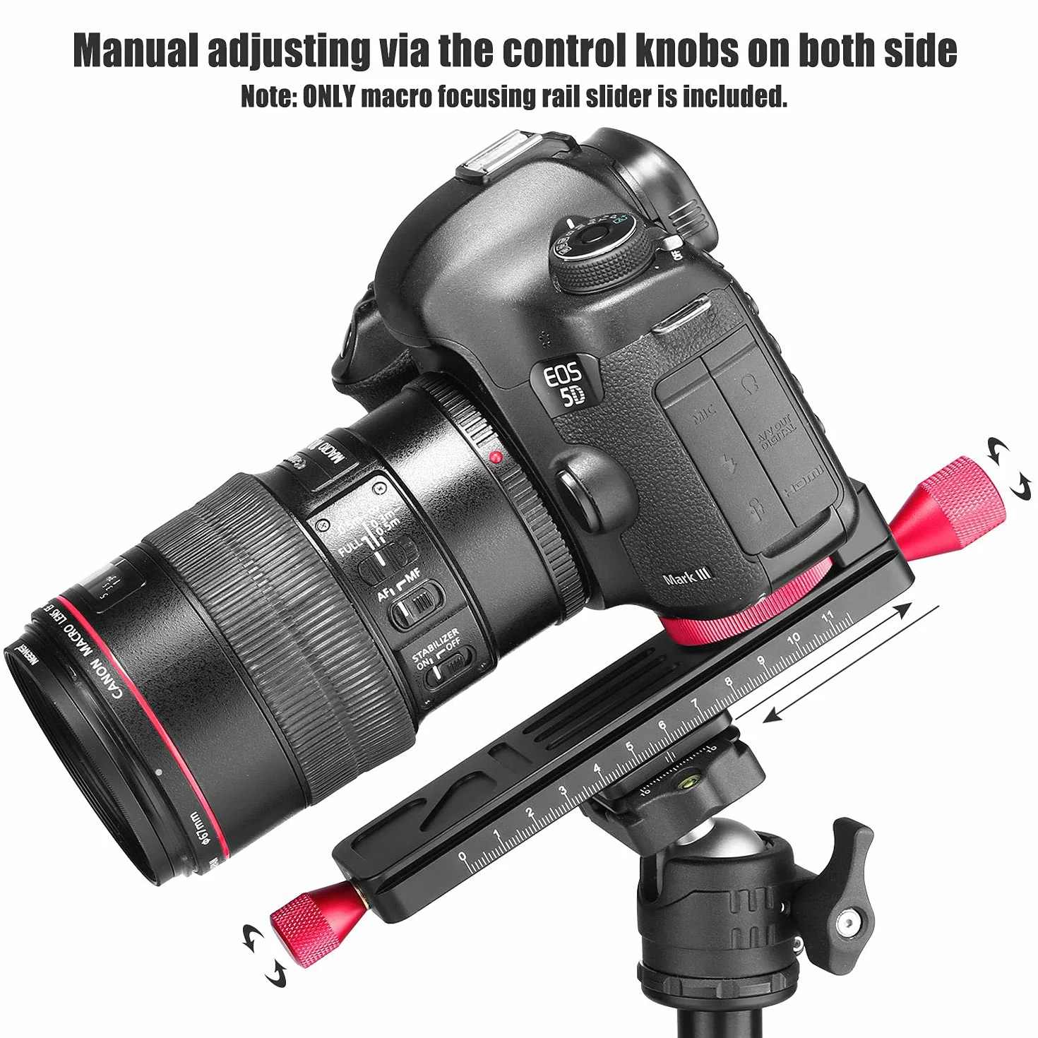 koolehaoda All Metal Wormdrive Macro Focusing Focus Rail Slider / Close-up Shooting Clamp Plate: Regulacja 115 mm z 1/4 cala łbem śruby do aparatów DSLR, statywu Ballhead, Arca / RRS Lever Clamp Compati (W-160)