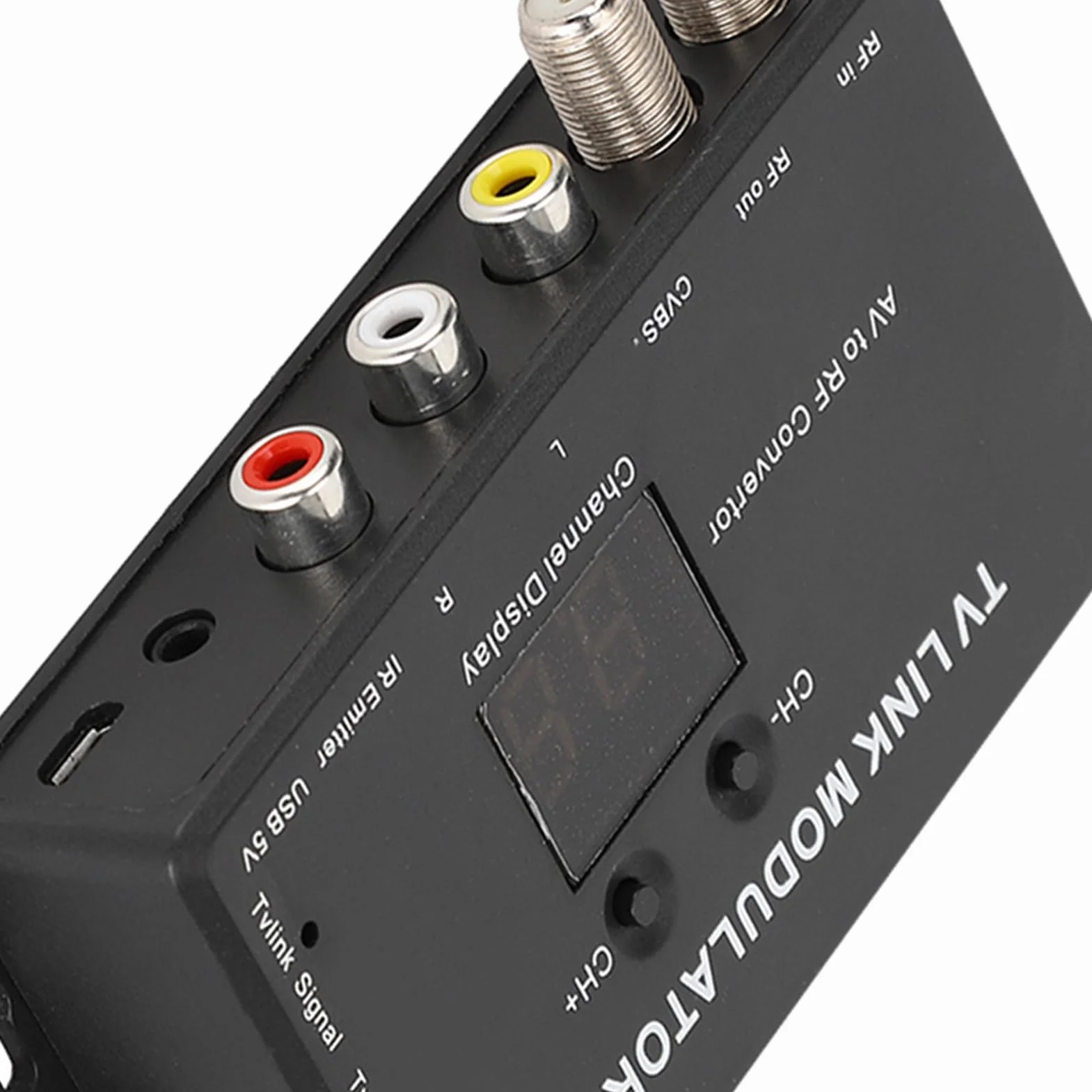 TM70 Modulator UHF TV LINK Konwerter AV RF Przedłużacz Podczerwieni z Wyświetlaniem Kanałów