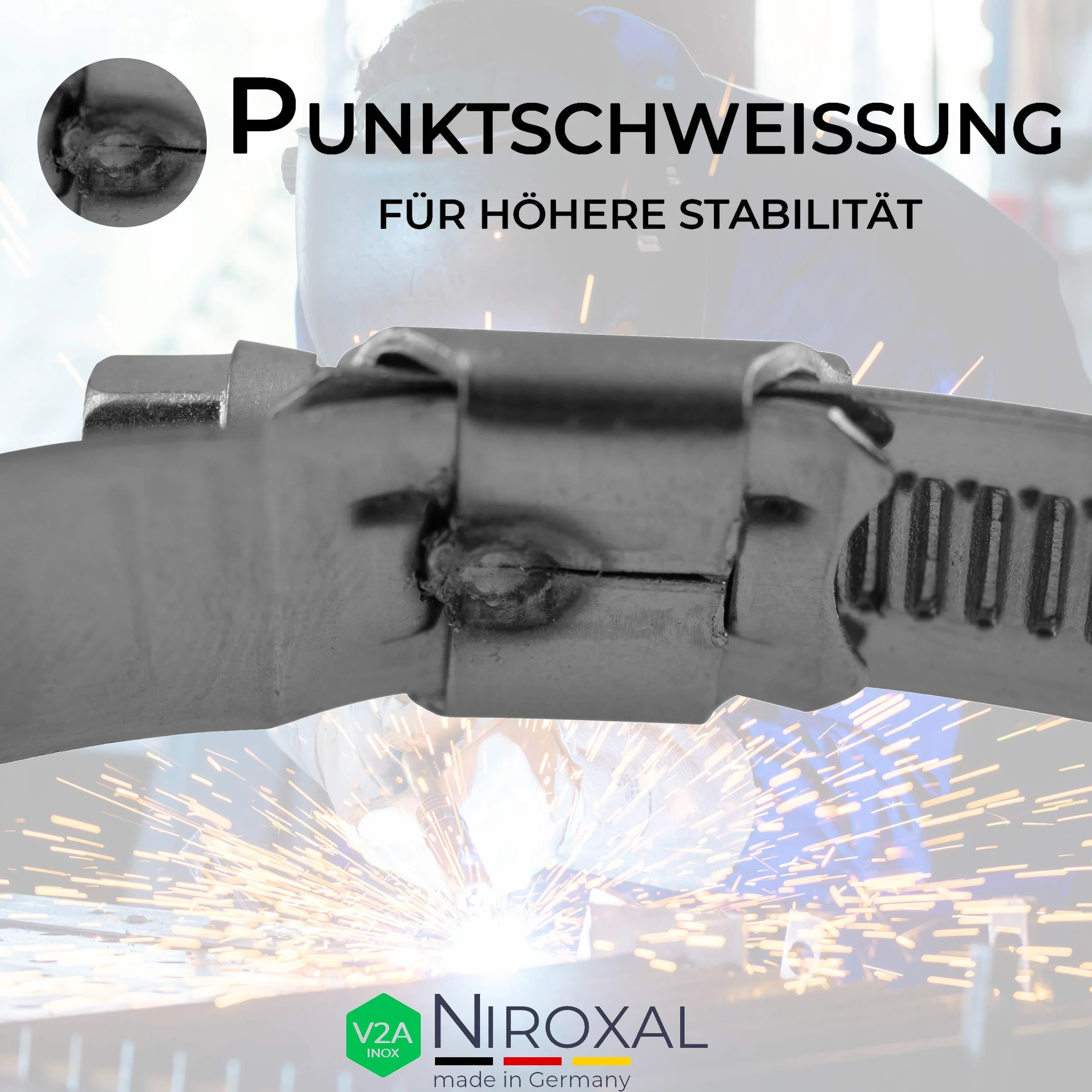 Zaciski do węża ze stali nierdzewnej, zakres mocowania 10-16/12-22/16-27/20-32 mm, szerokość paska 9 mm, stal nierdzewna V2A, zacisk do rur, asortyment DIN-3017 W4