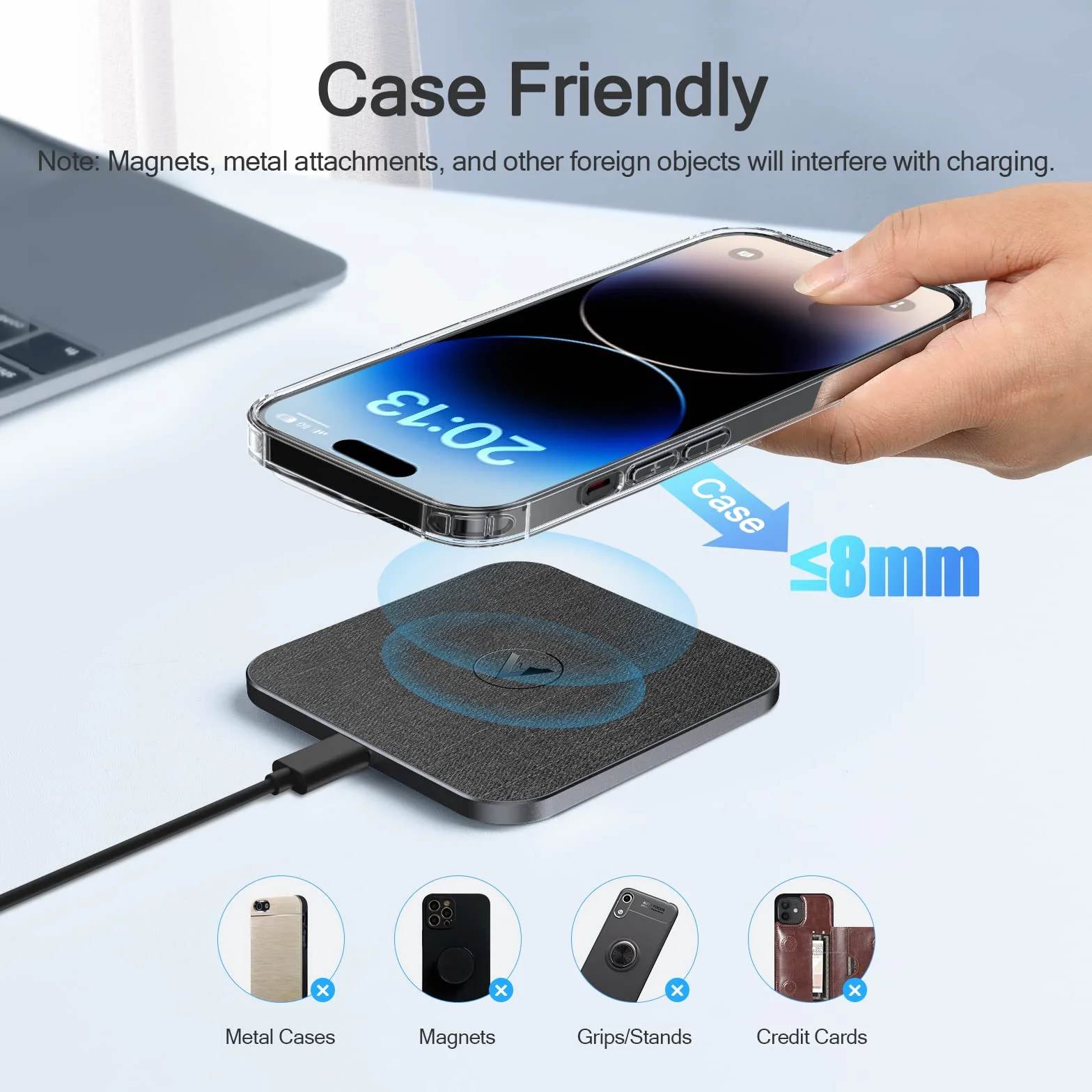 AGPTEK 15W ładowarka indukcyjna bezprzewodowa Qi do iPhone Samsung Huawei Xiaomi