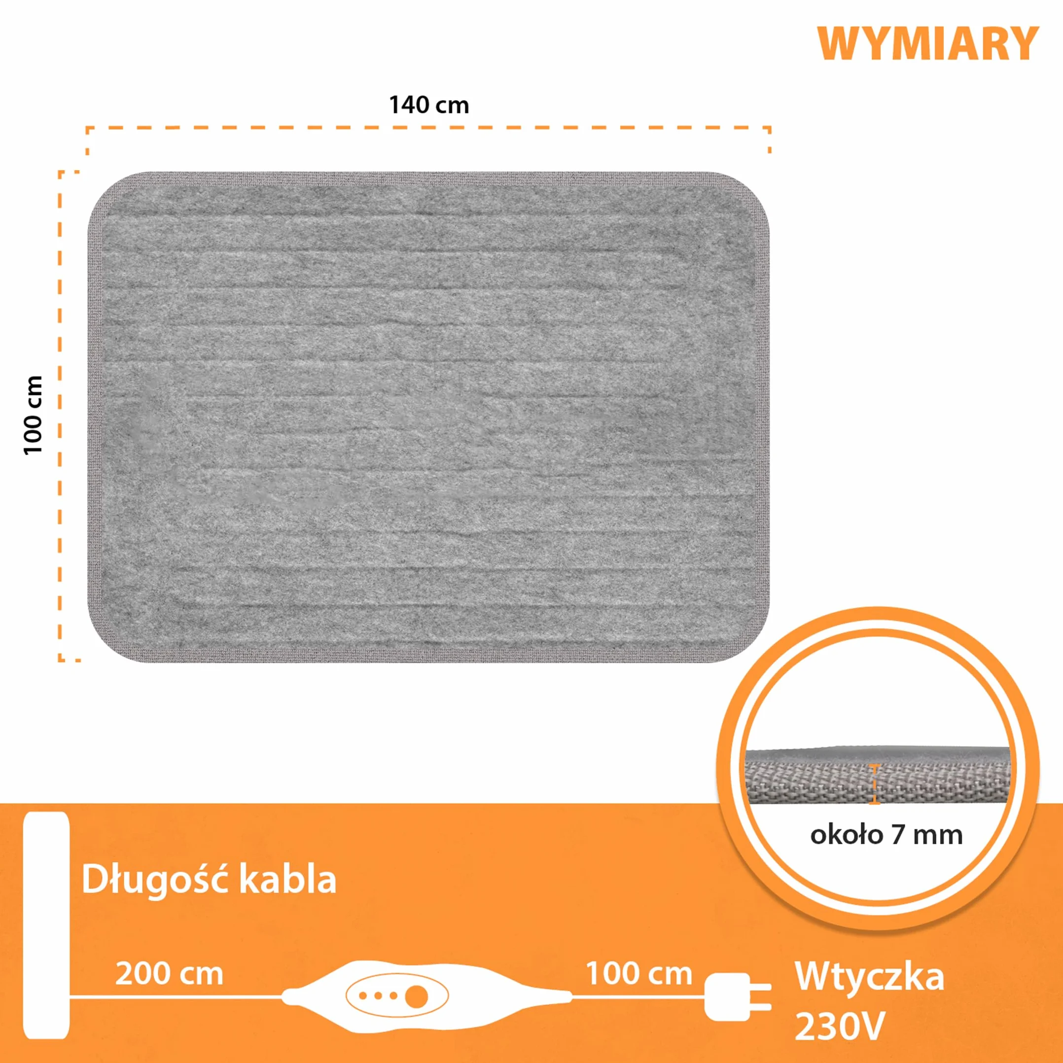 Mi-Heat Podgrzewana podkładka pod Dywanik 100 x 140 cm – pod dywan Ogrzewanie Dywan ogrzewany Wycieraczka Dywan grzewczy do 30°C – 3 poziomy ogrzewania i timer