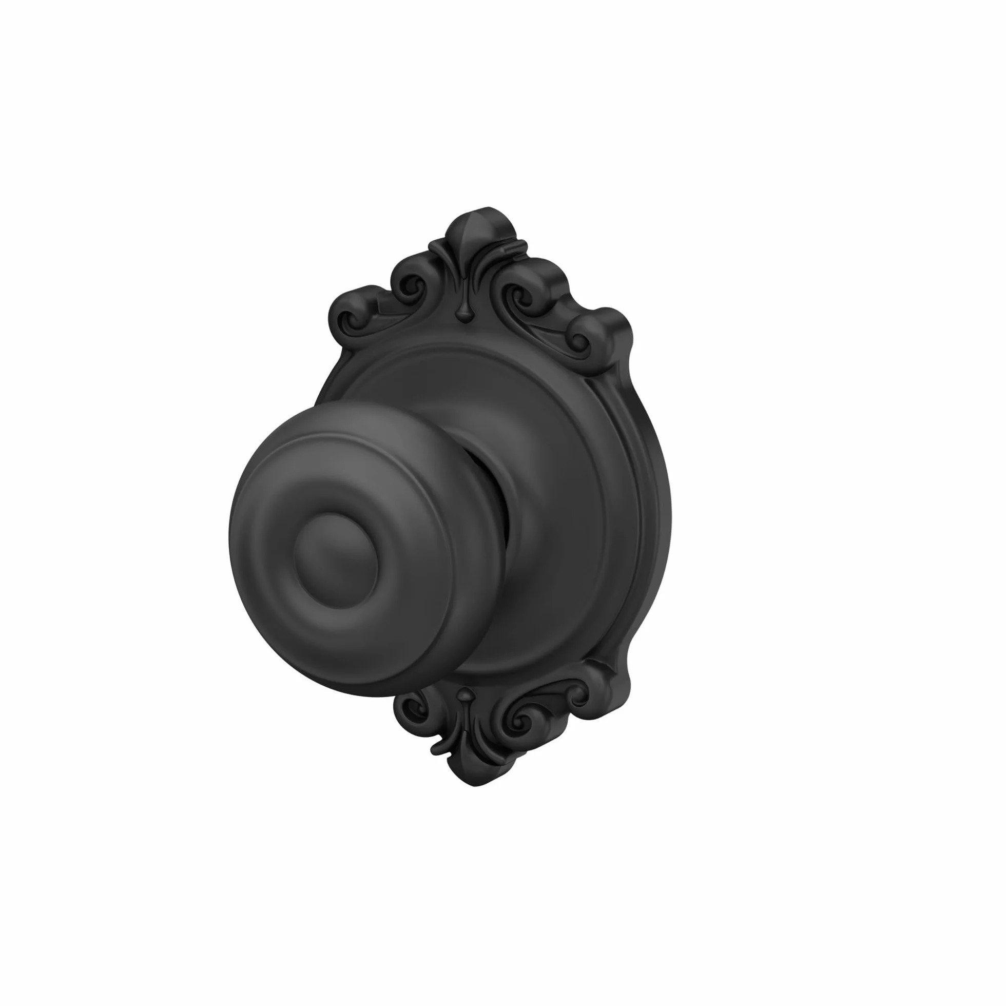 Schlage F10 GEO 622 BRK Georgian Door Knob with Brookshire Trim, Hall & Closet Passage Lock, Matte Black